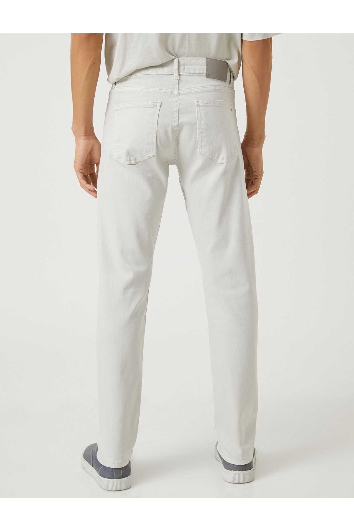 شلوار بافت پایه با جزئیات دکمه، 5 جیب