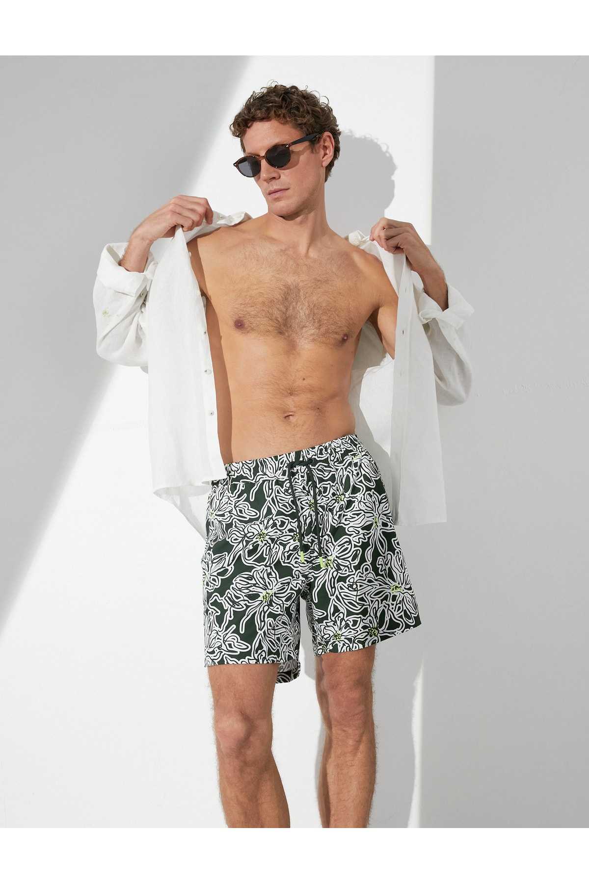 مایو شلوارک گلدار توری دور کمر