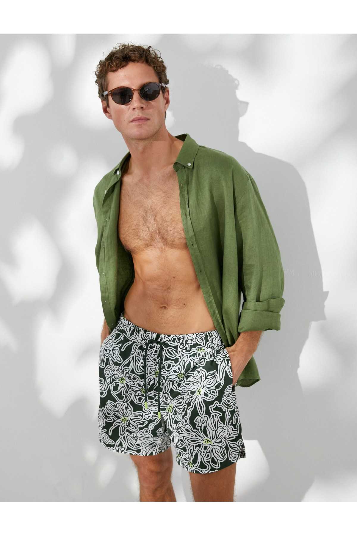 مایو شلوارک گلدار توری دور کمر