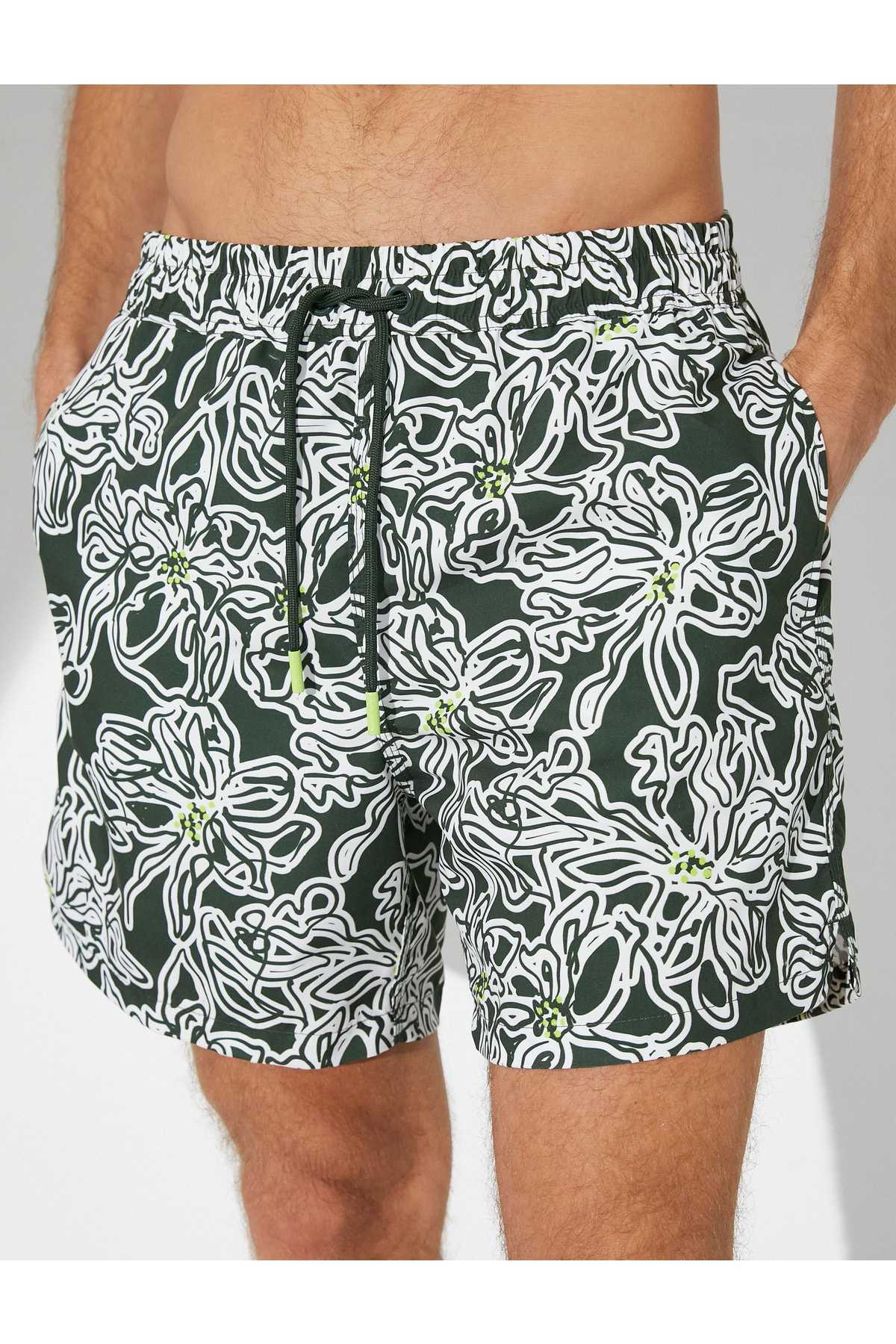 مایو شلوارک گلدار توری دور کمر