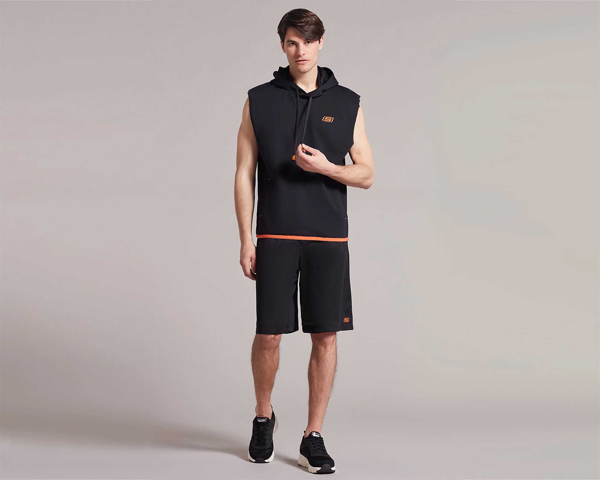 سویشرت بدون آستین روزانه M Lw Fleece Two Yarn Mesh Detailed Sleeveless Hoodie Sweatsh