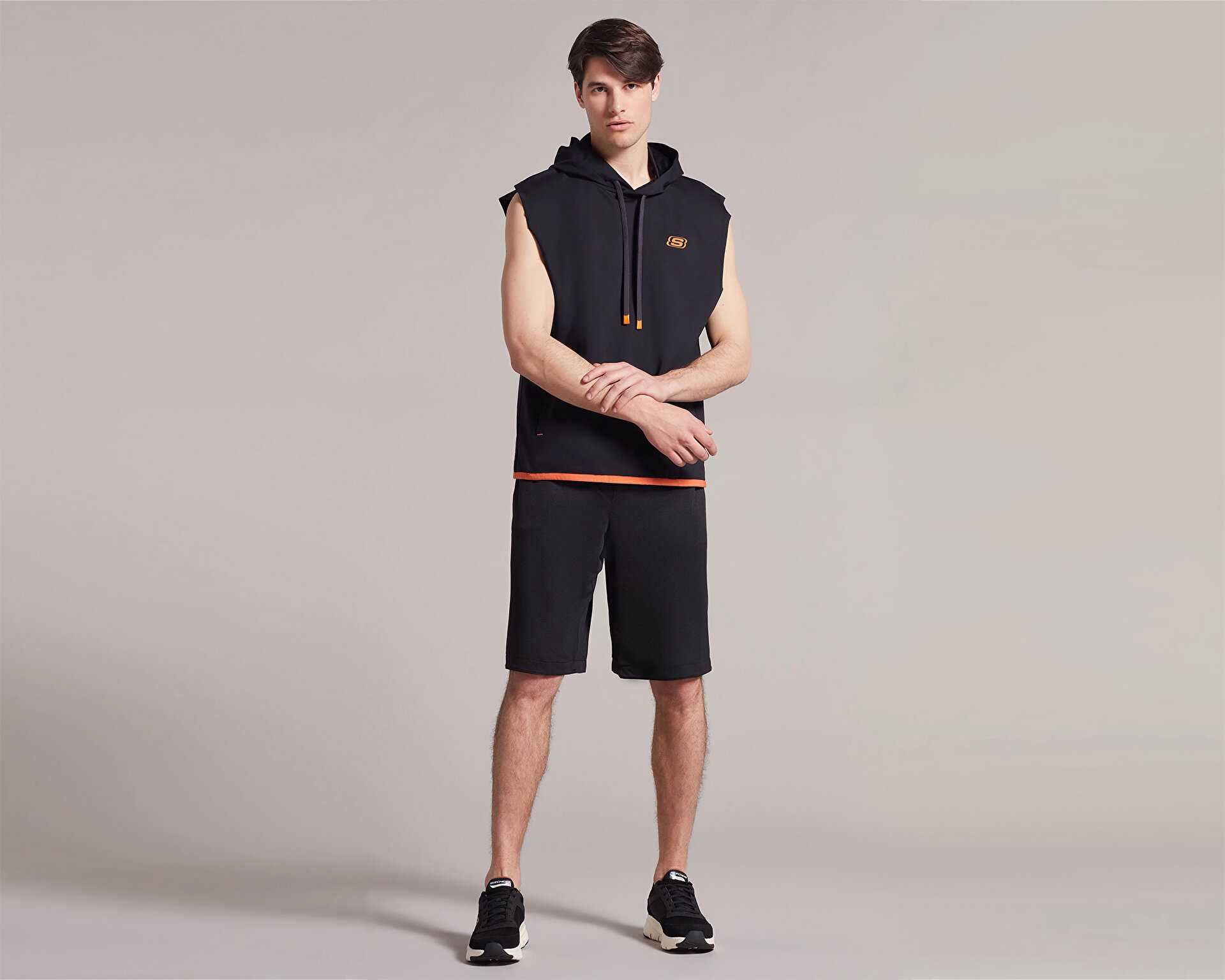 سویشرت بدون آستین روزانه M Lw Fleece Two Yarn Mesh Detailed Sleeveless Hoodie Sweatsh