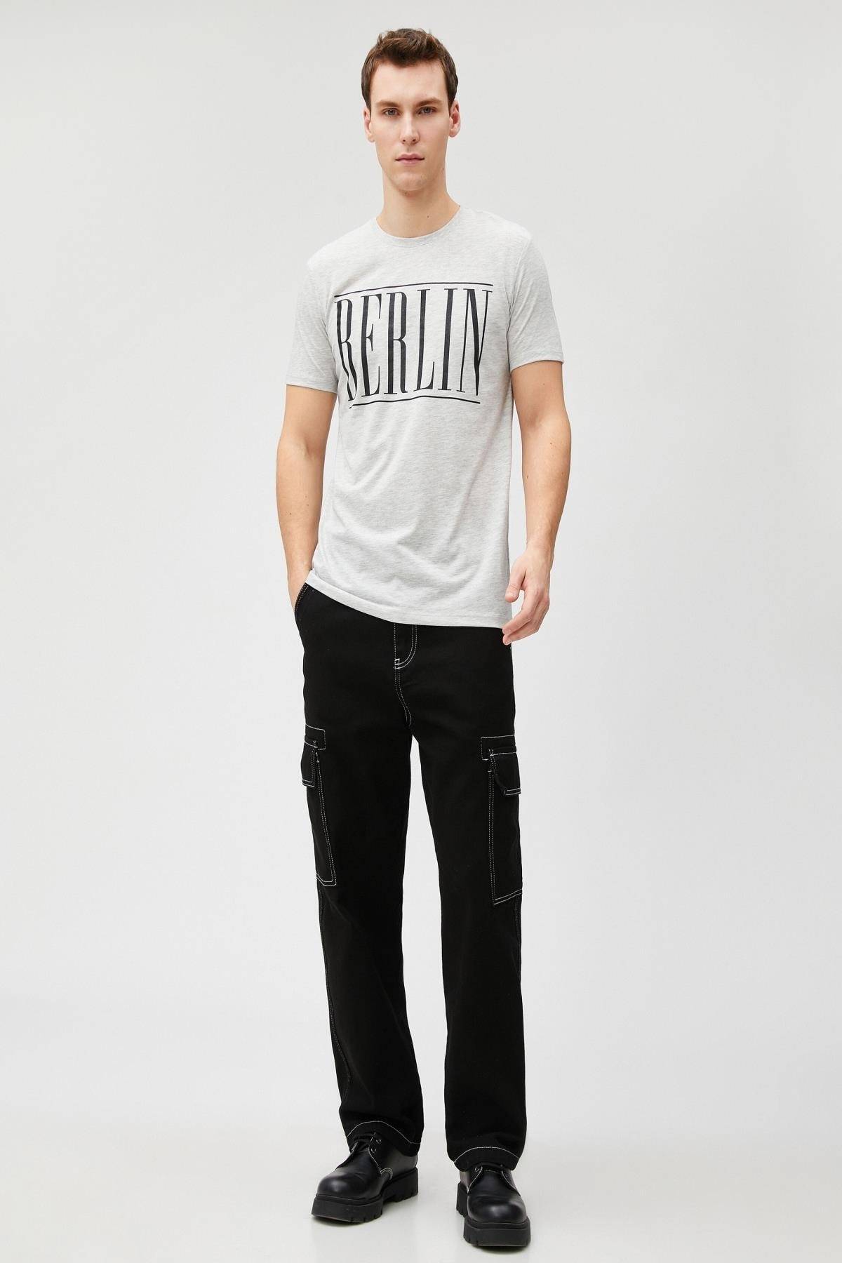 تیشرت چاپ شعار اسلیم فیت یقه خدمه