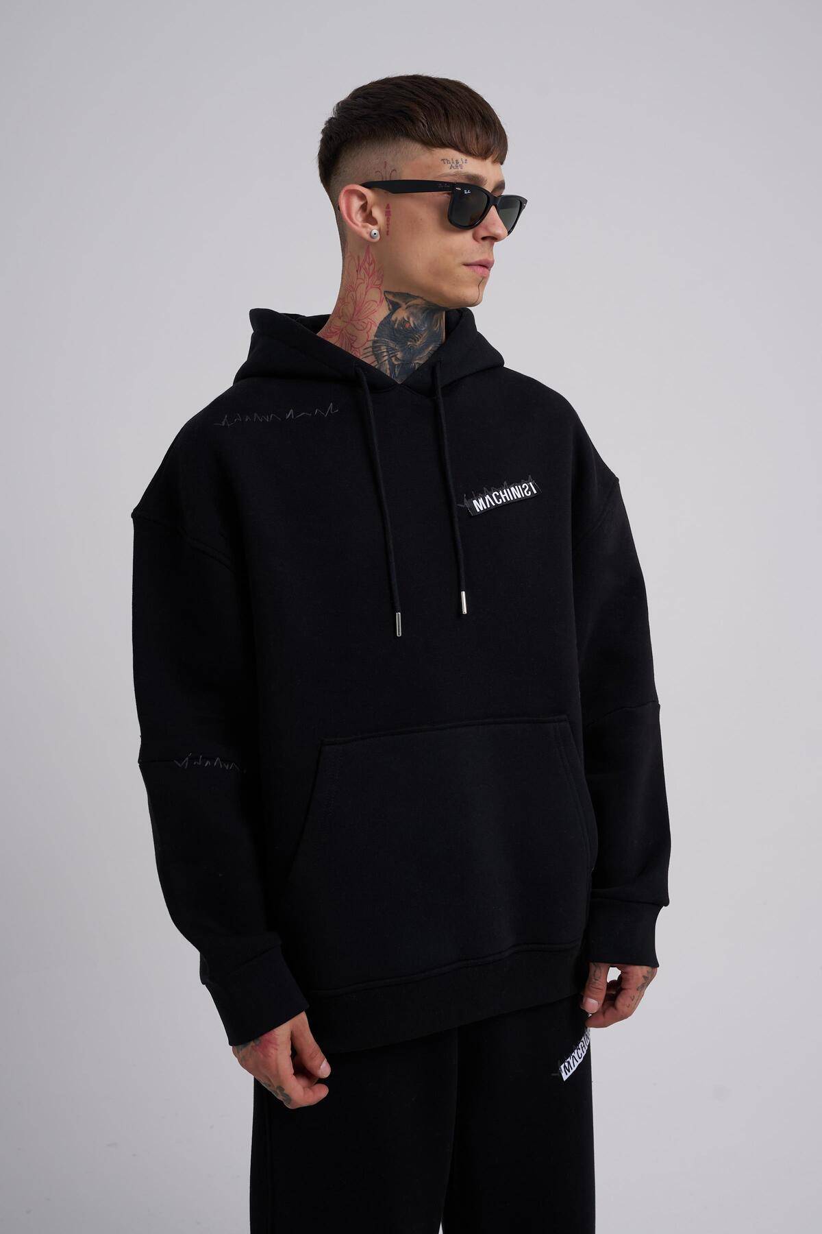 سویشرت مردانه جیبی کانگورو دوزی شده آبی سرمه ای