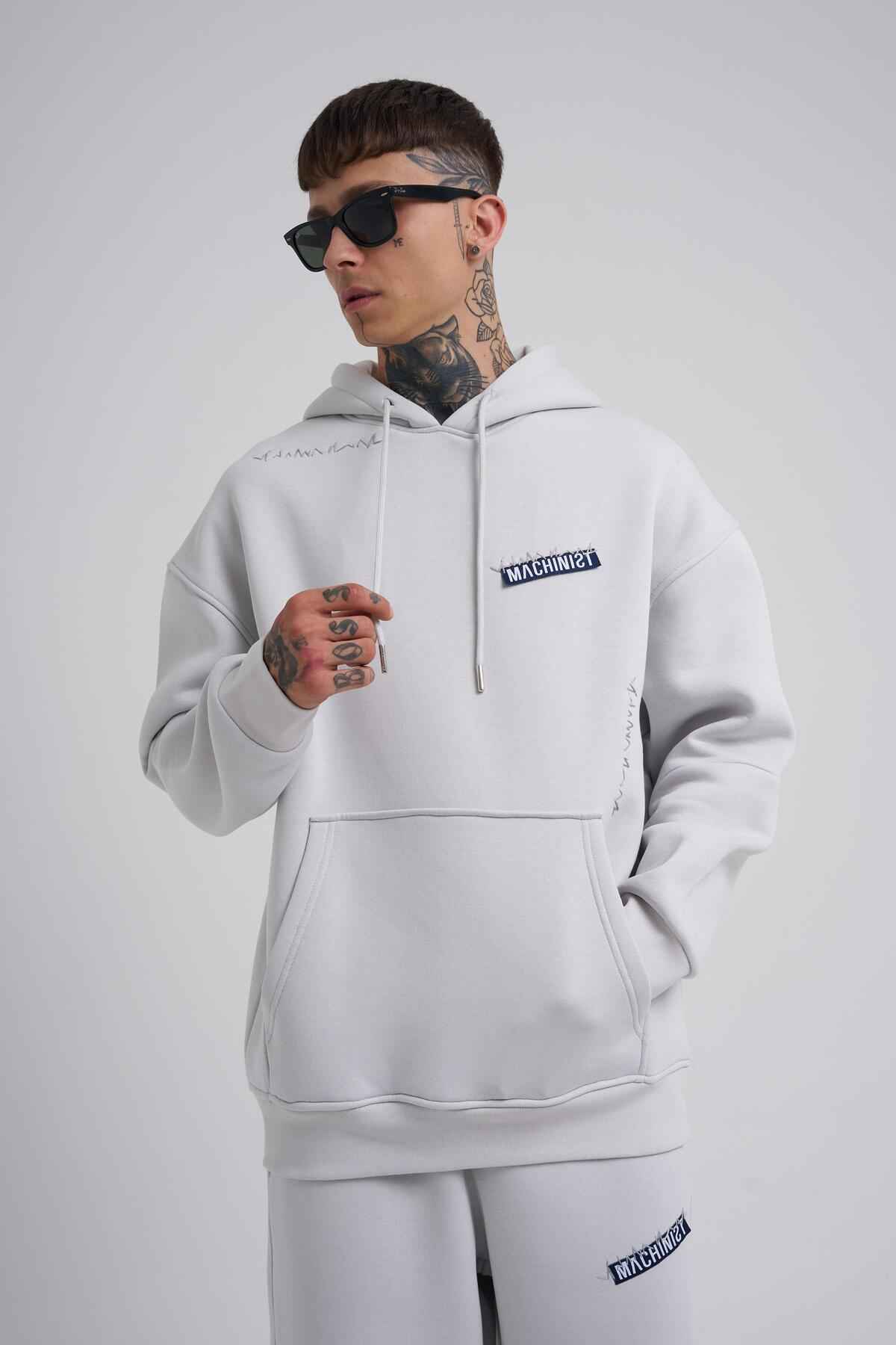 سویشرت مردانه جیبی کانگورو دوزی شده آبی سرمه ای