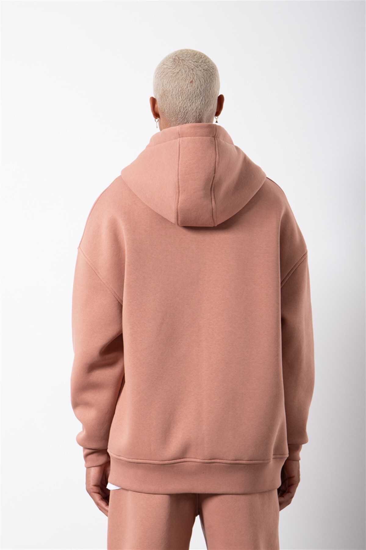 سویشرت ساده زیپ دار جیب دار یاسی یخی