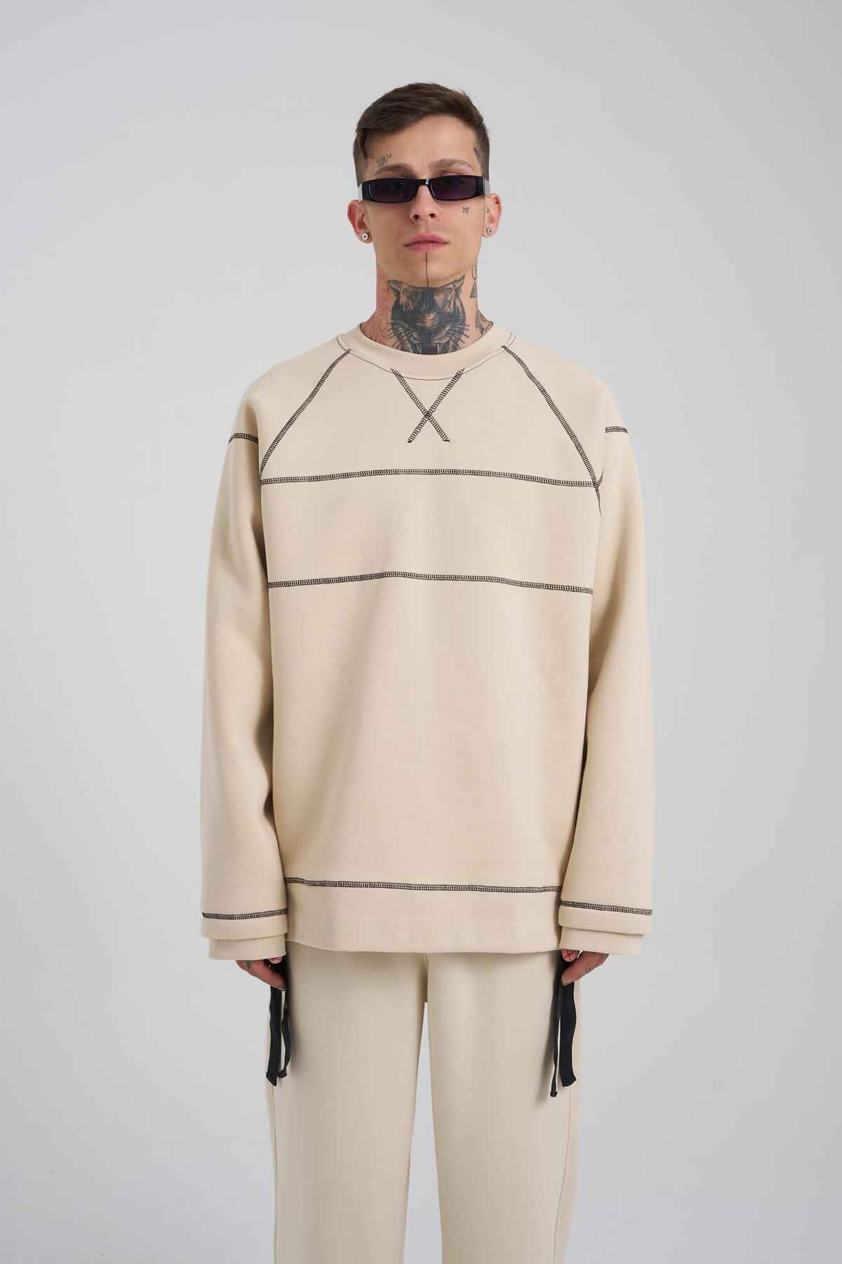 سوئیشرت مردانه با جزئیات دوخت اکرو سایز بزرگ