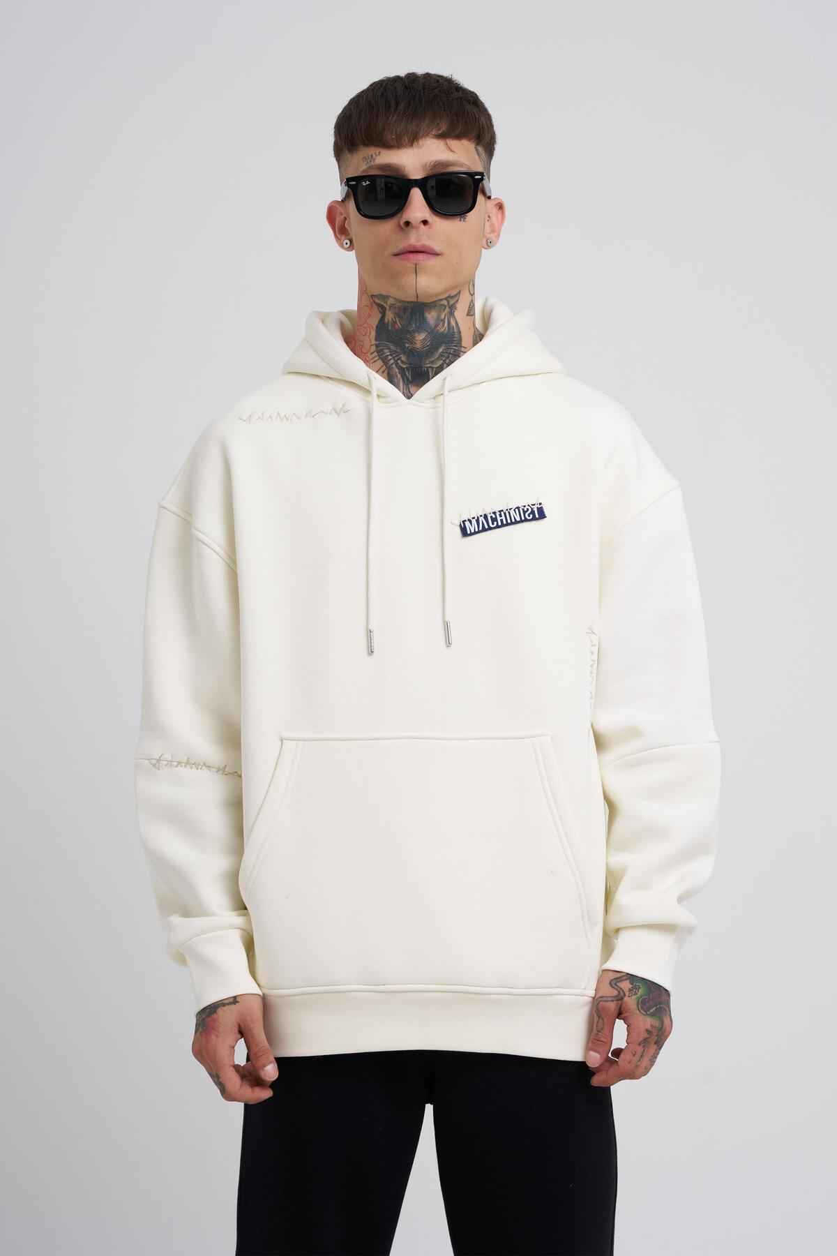 سویشرت مردانه جیبی کانگورو دوزی شده آبی سرمه ای