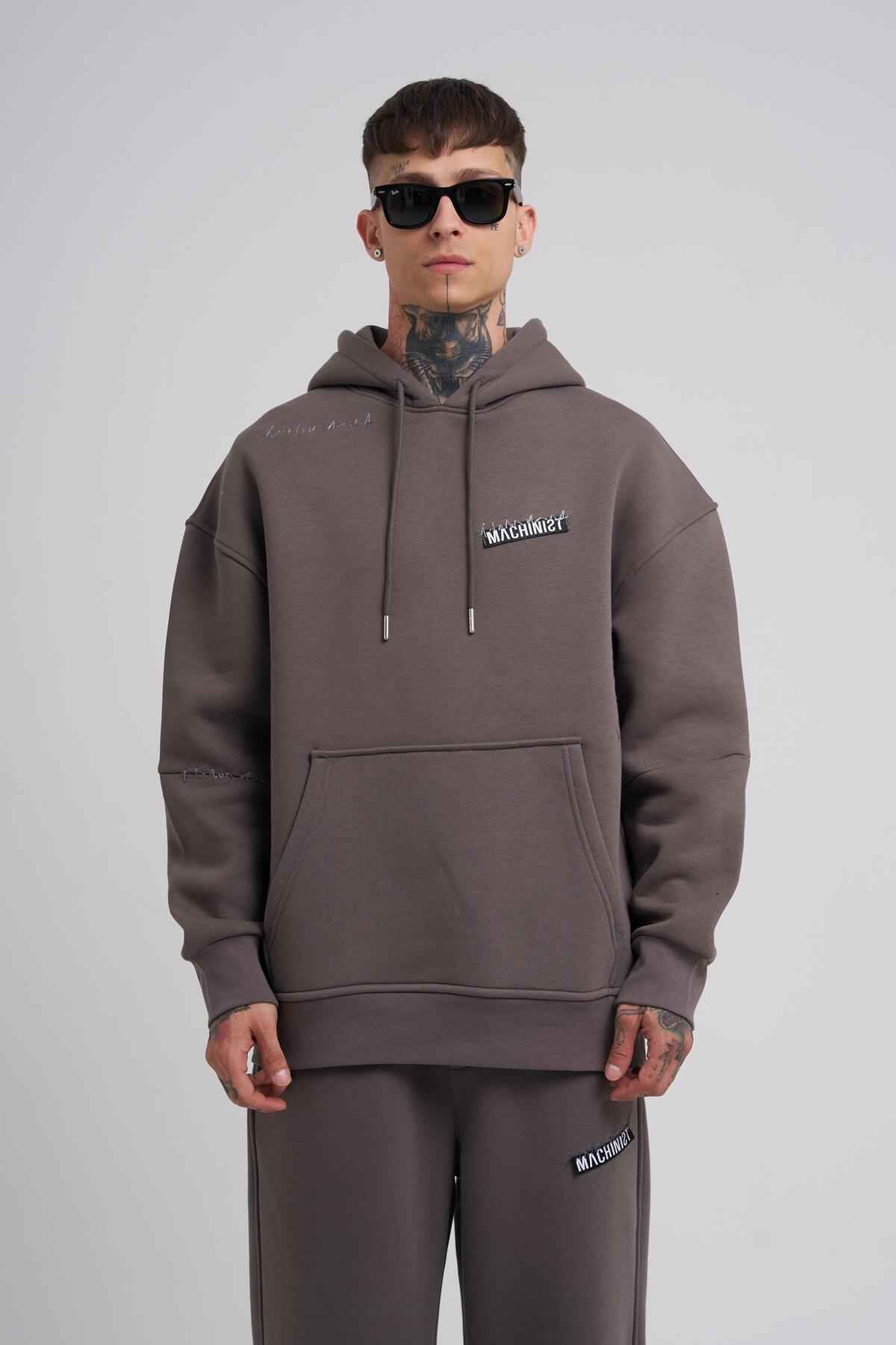 سویشرت مردانه جیبی کانگورو دوزی شده آبی سرمه ای