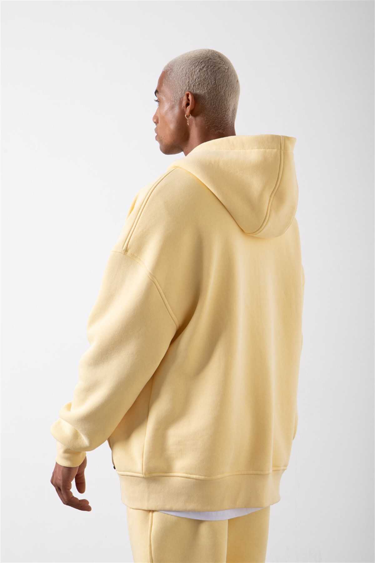 سویشرت ساده زیپ دار جیب دار یاسی یخی