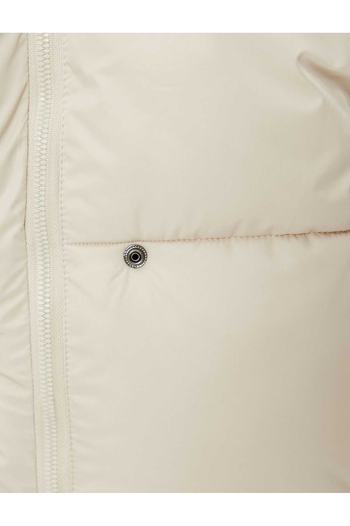 جیب های یقه بلند ژاکت پفی زیپ دار