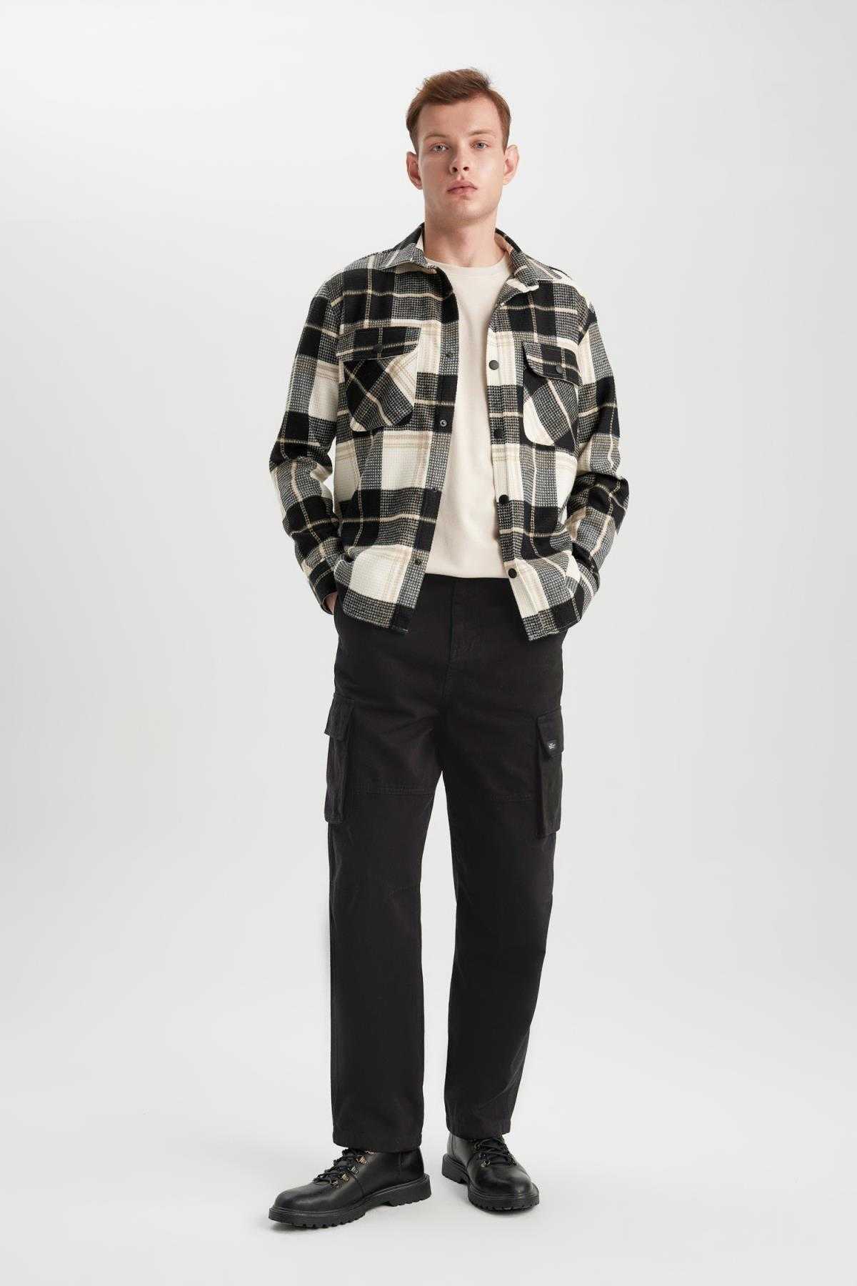 پیراهن آستین بلند نخی ریلکس فیت