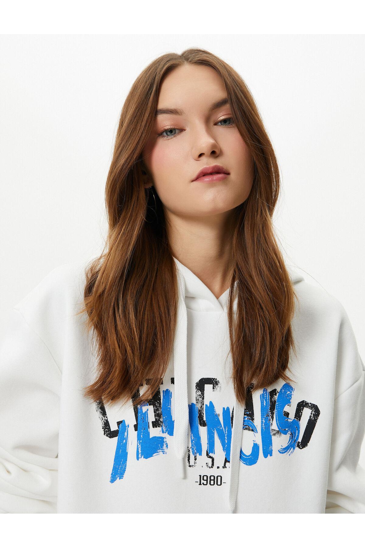 سویشرت کلاهدار پشت و جلو با چاپ آستین بلند ترکیبی از پنبه