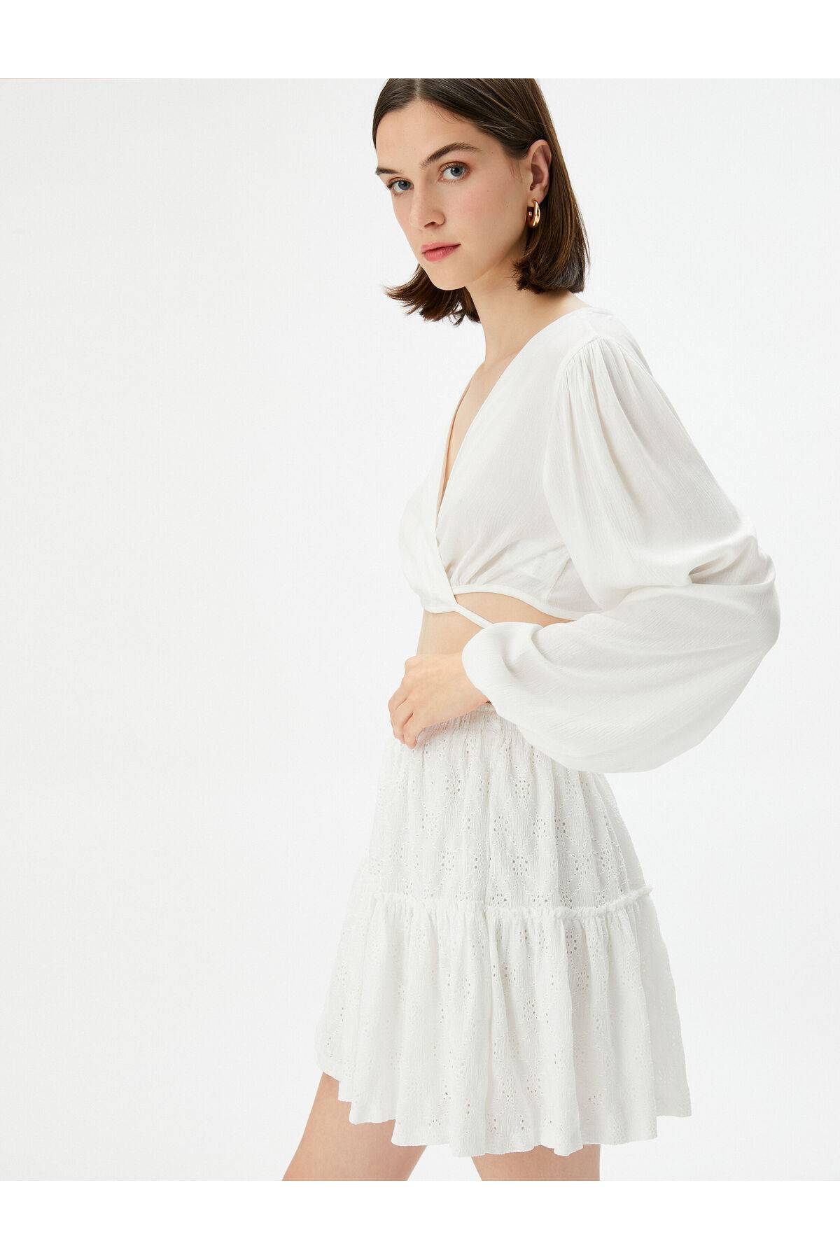 دامن مینی گوش ماهی با کمر و کمر الاستیک