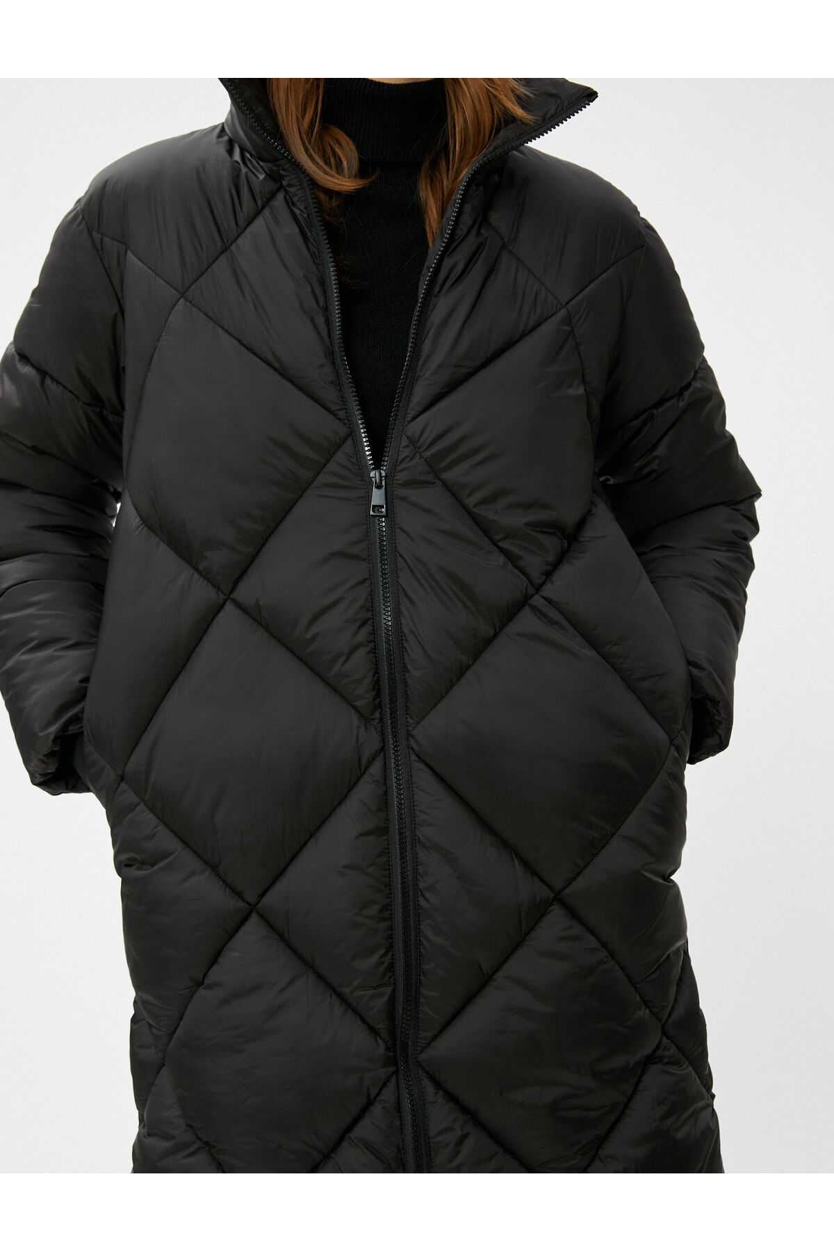 جیب یقه پایه ژاکت پفی زیپ دار