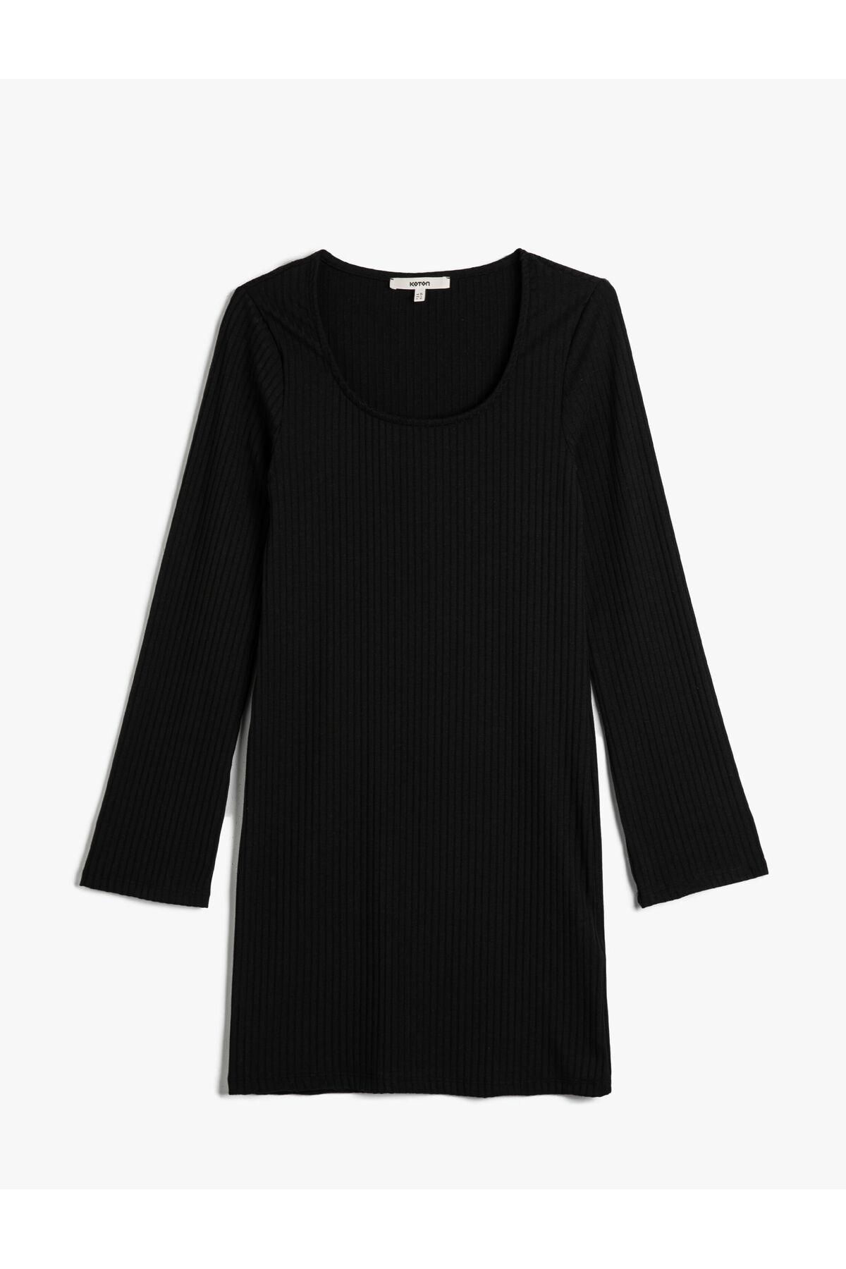 لباس آستین بلند مینی یقه گرد آجدار