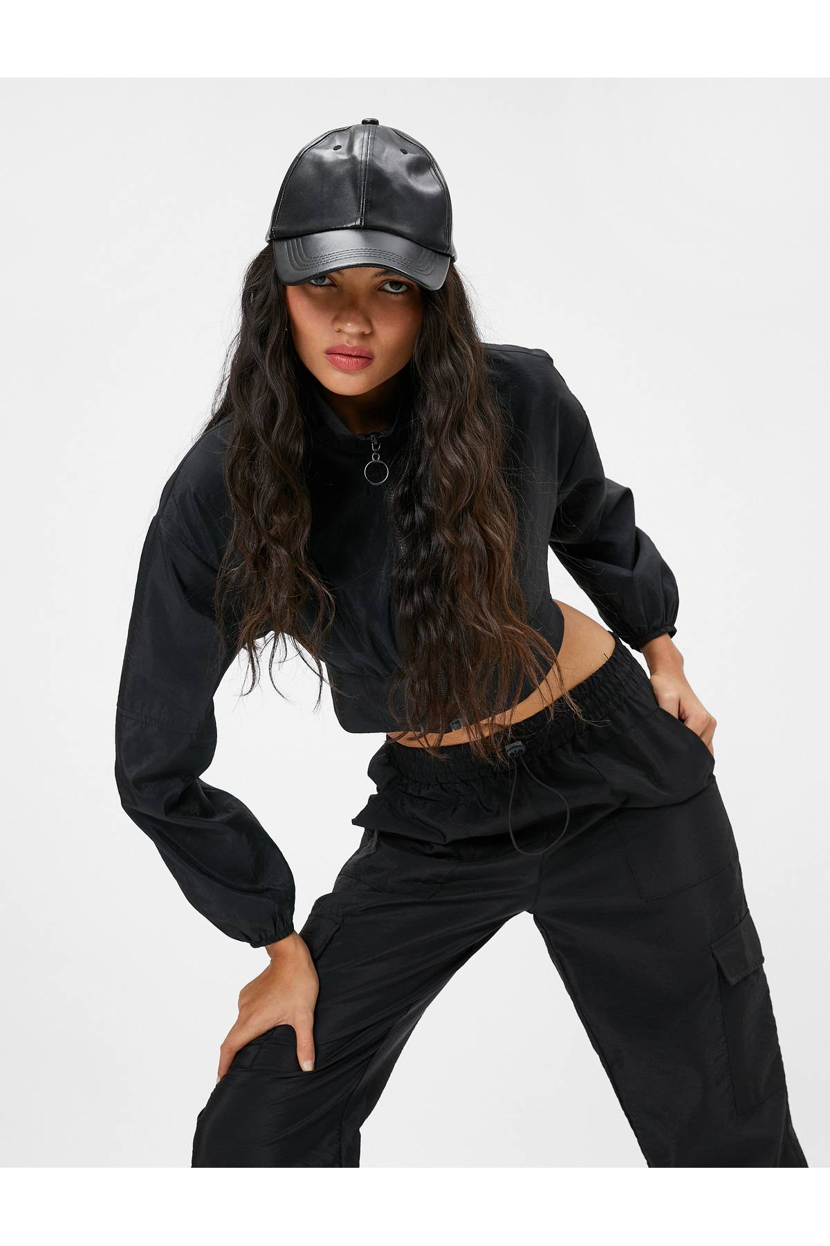 ژاکت چتر نجات یقه بلند با کمر الاستیک