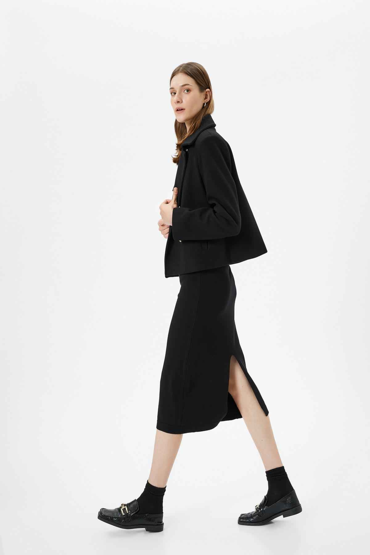 دامن بافتنی میدی کمر معمولی