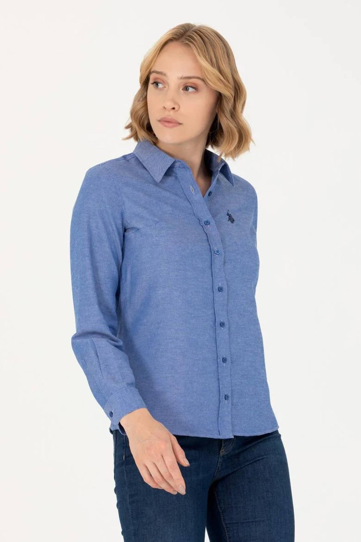 پیراهن پایه آستین بلند آبی ساکس زنانه