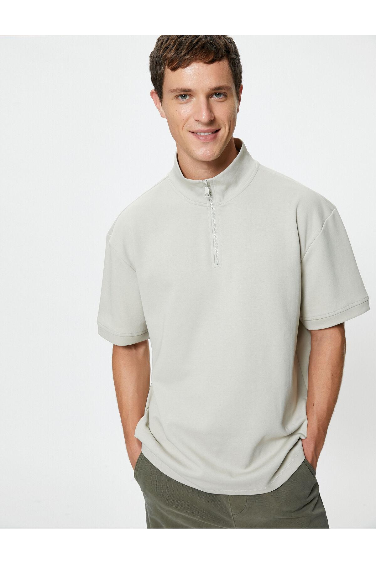 آستین کوتاه عرق نیم زیپ پایه یقه برش راحت