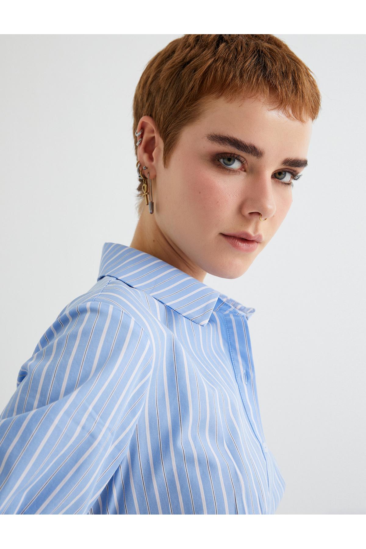 پیراهن آستین بادکنکی برش پنبه ای باریک