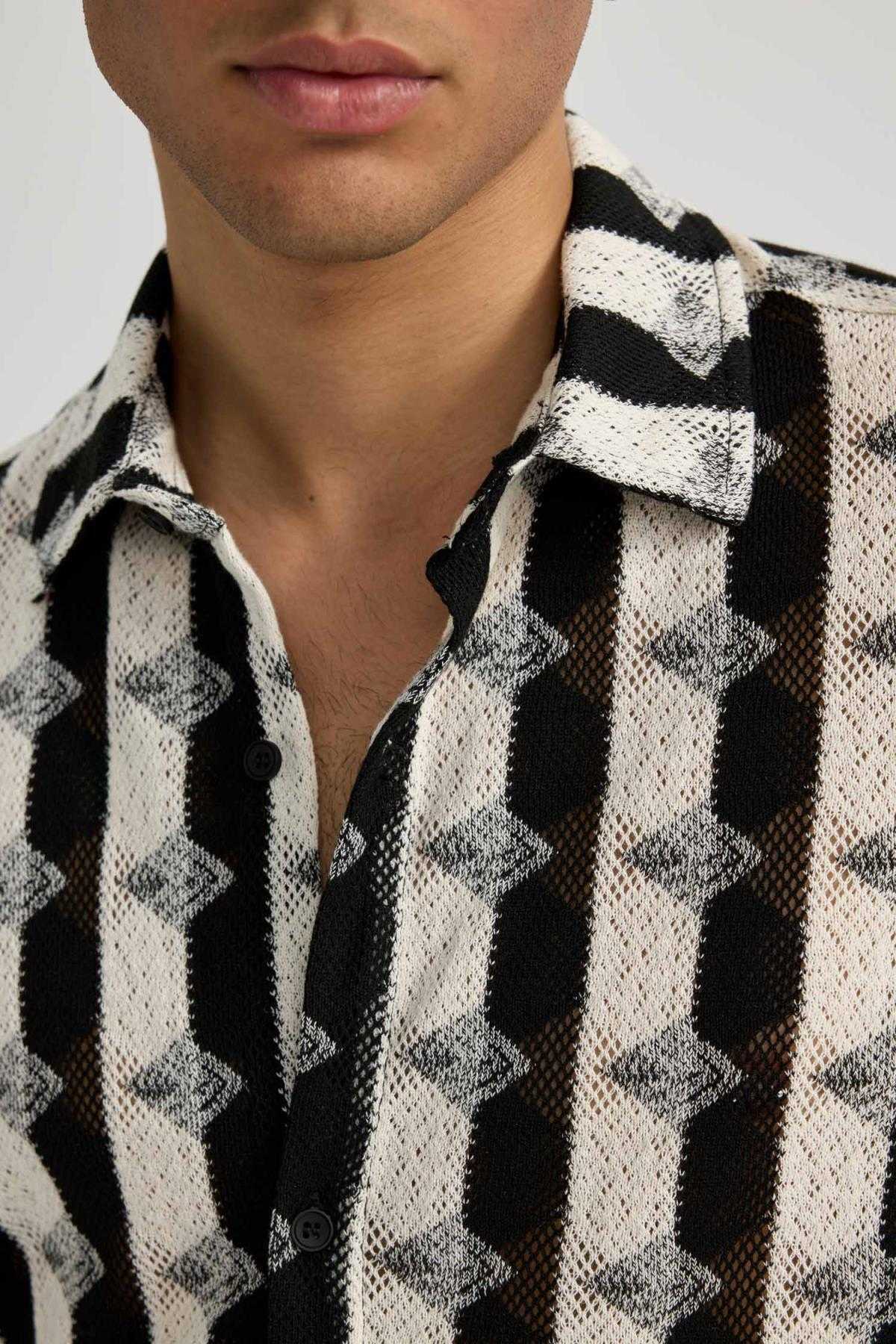 پیراهن آستین کوتاه چاپ شده معمولی