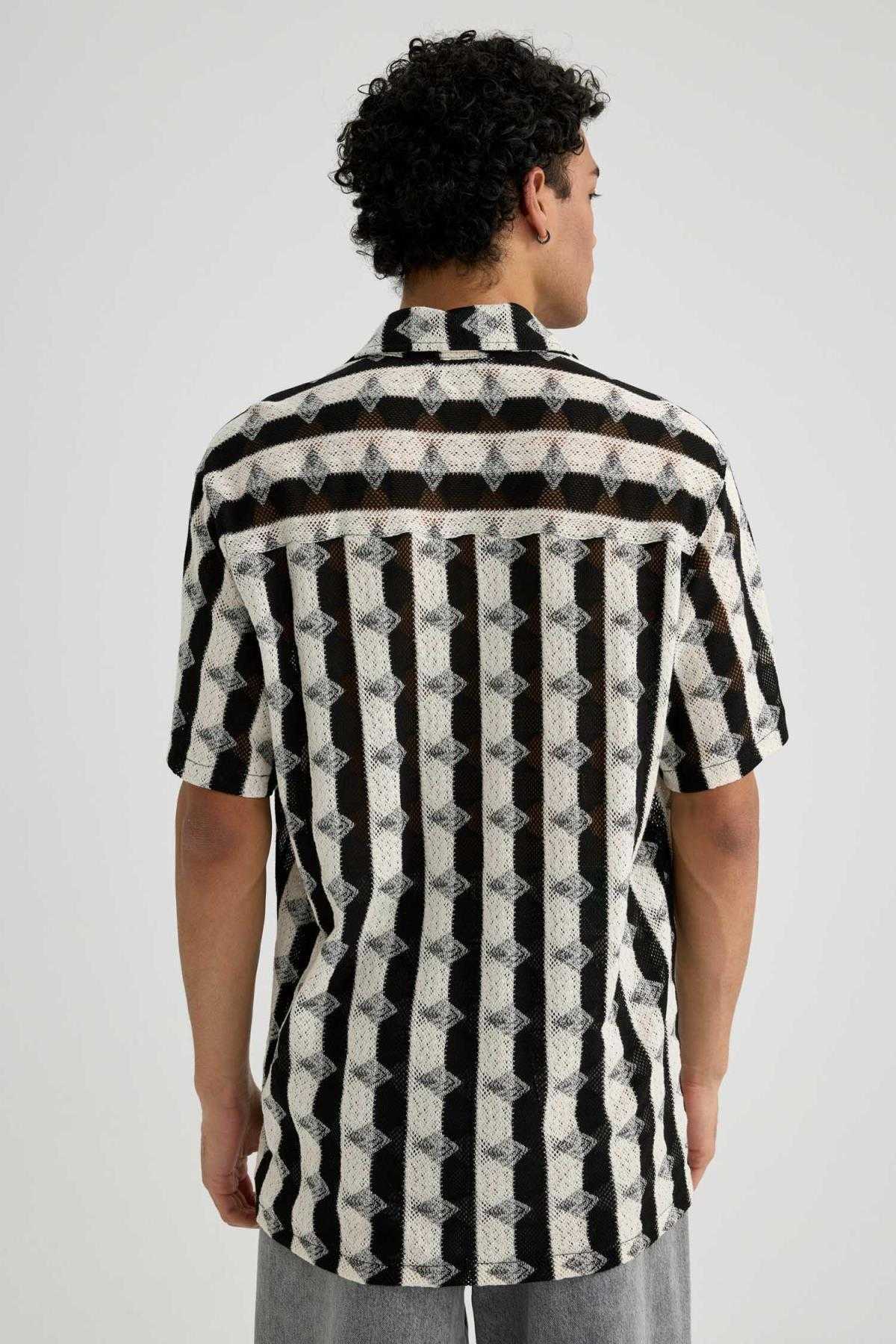 پیراهن آستین کوتاه چاپ شده معمولی