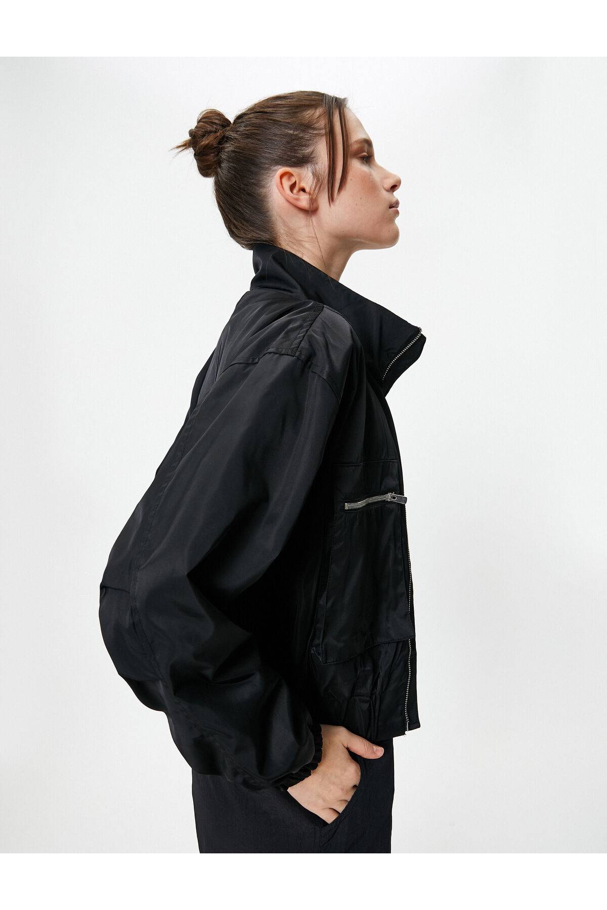 جیب یقه ای زیپ دار ژاکت بمب افکن