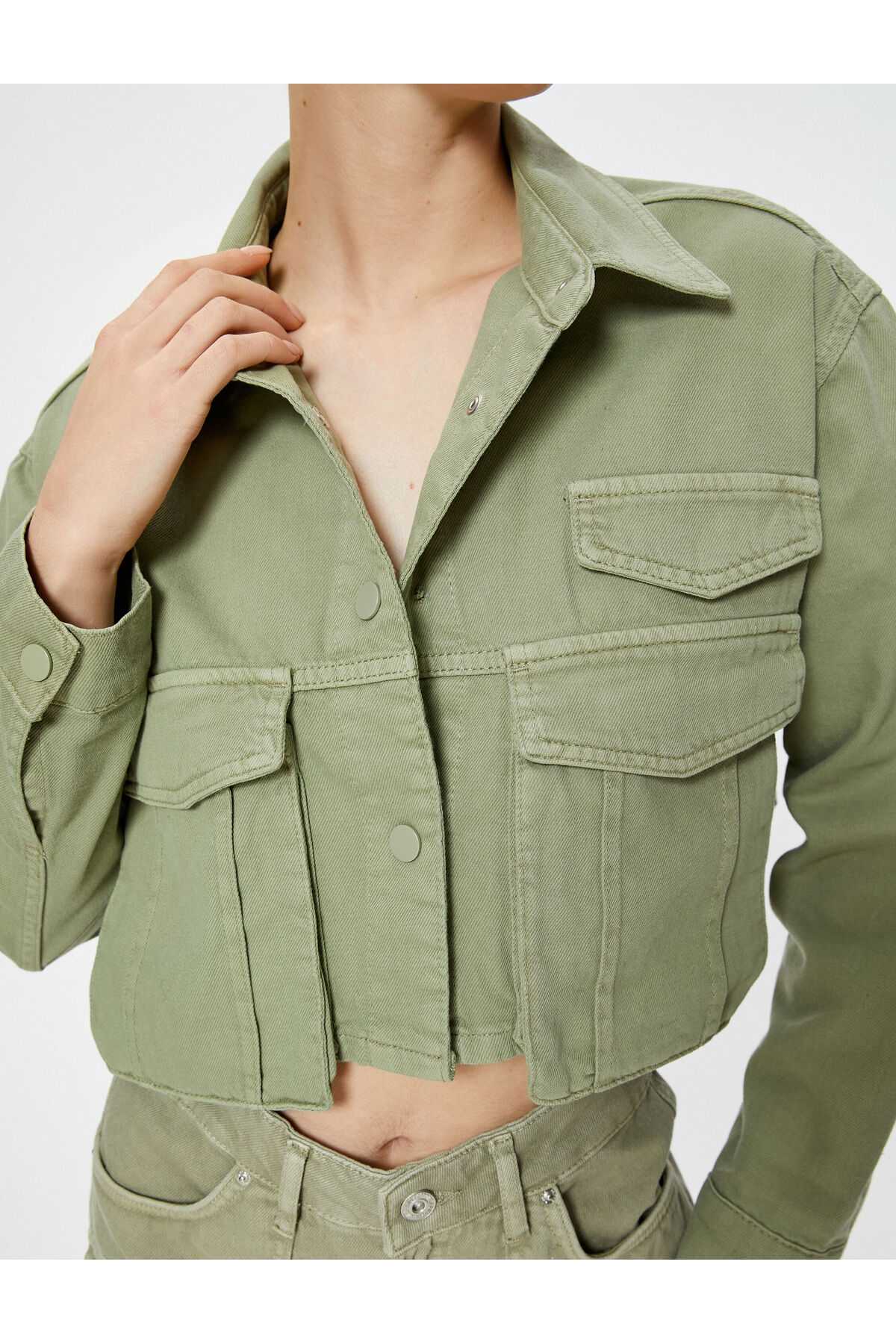 کت جین با جیب باری و پنبه فلپ