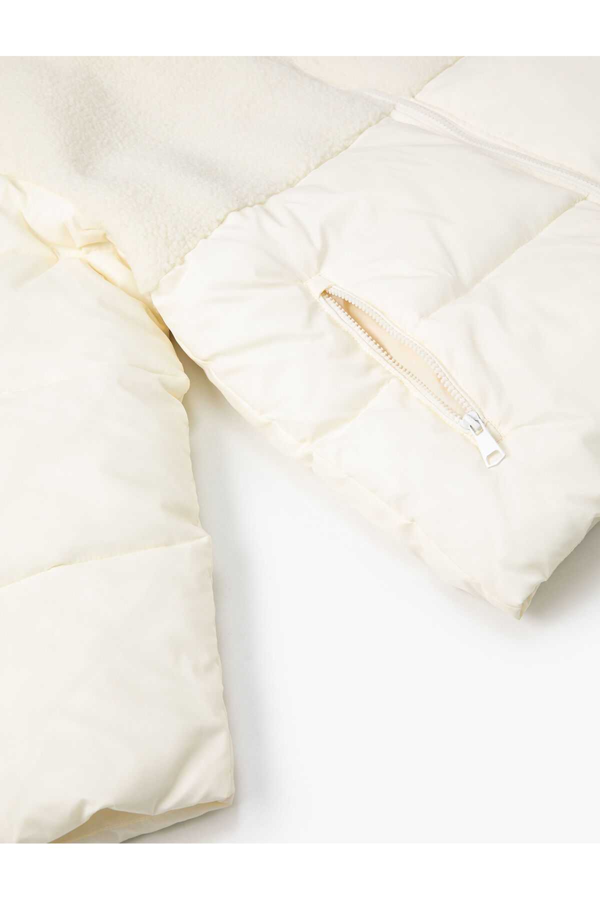 جیب زیپ دار با یقه مخمل دار پایه ژاکت پفی