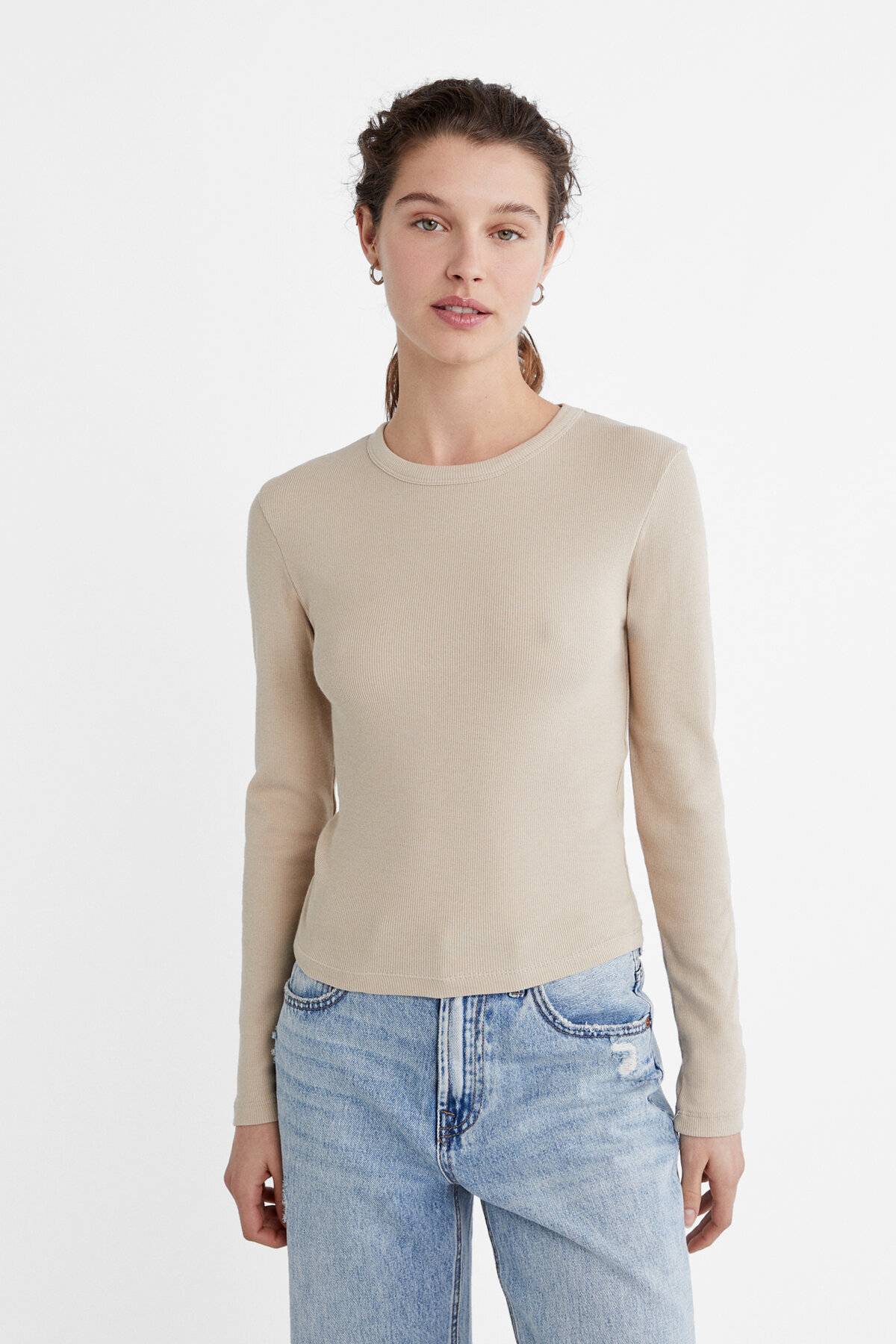 تیشرت آجدار آستین بلند