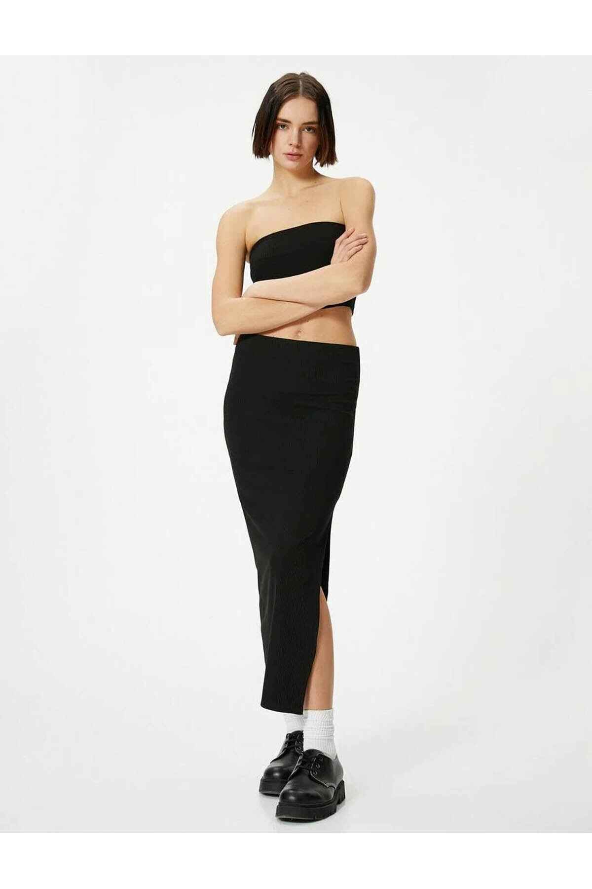 دامن مدادی ماکسی قد بلند آجدار