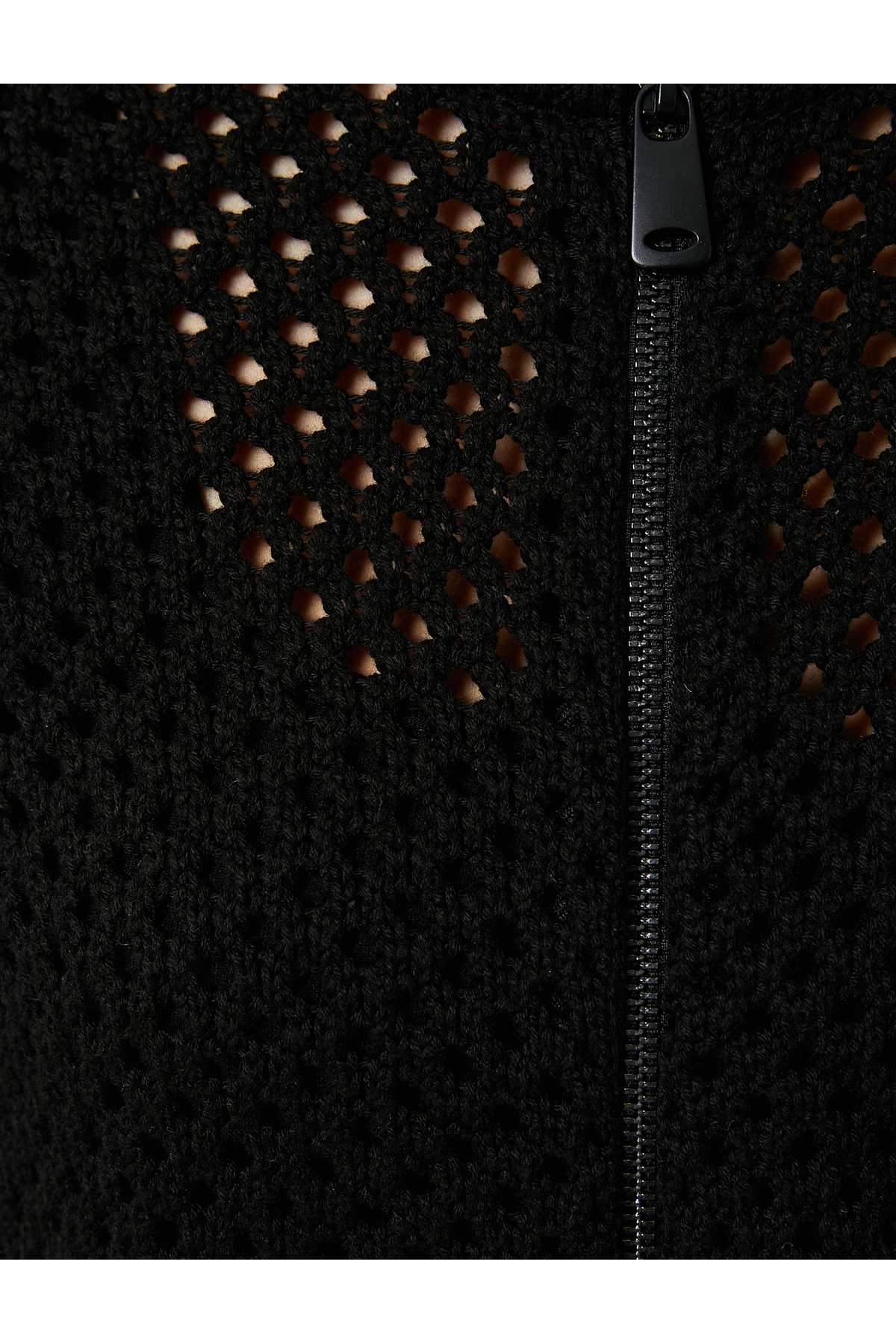 مخلوط پنبه زیپ دار ژاکت بافتنی کراپ