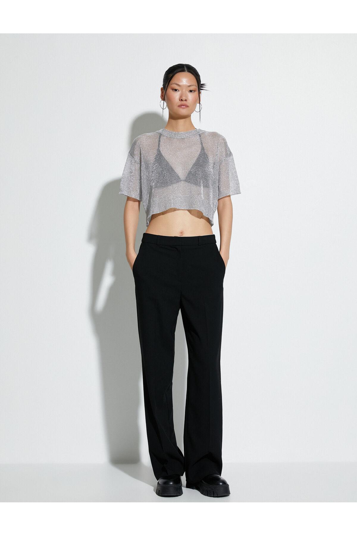 آستین کوتاه ژاکت Mercerized متالیک Glitter