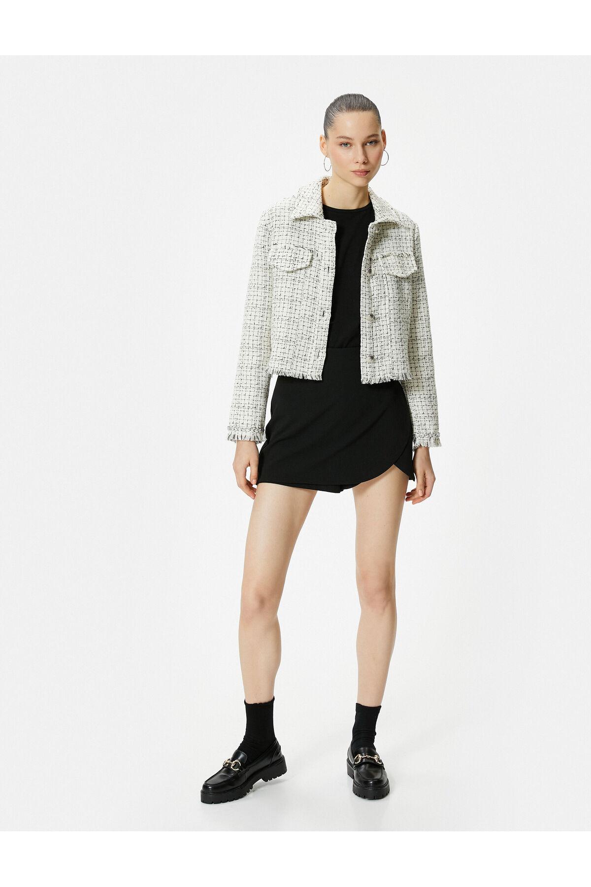 ژاکت تیشرت با جزئیات دکمه نقره ای و جیب فلپ