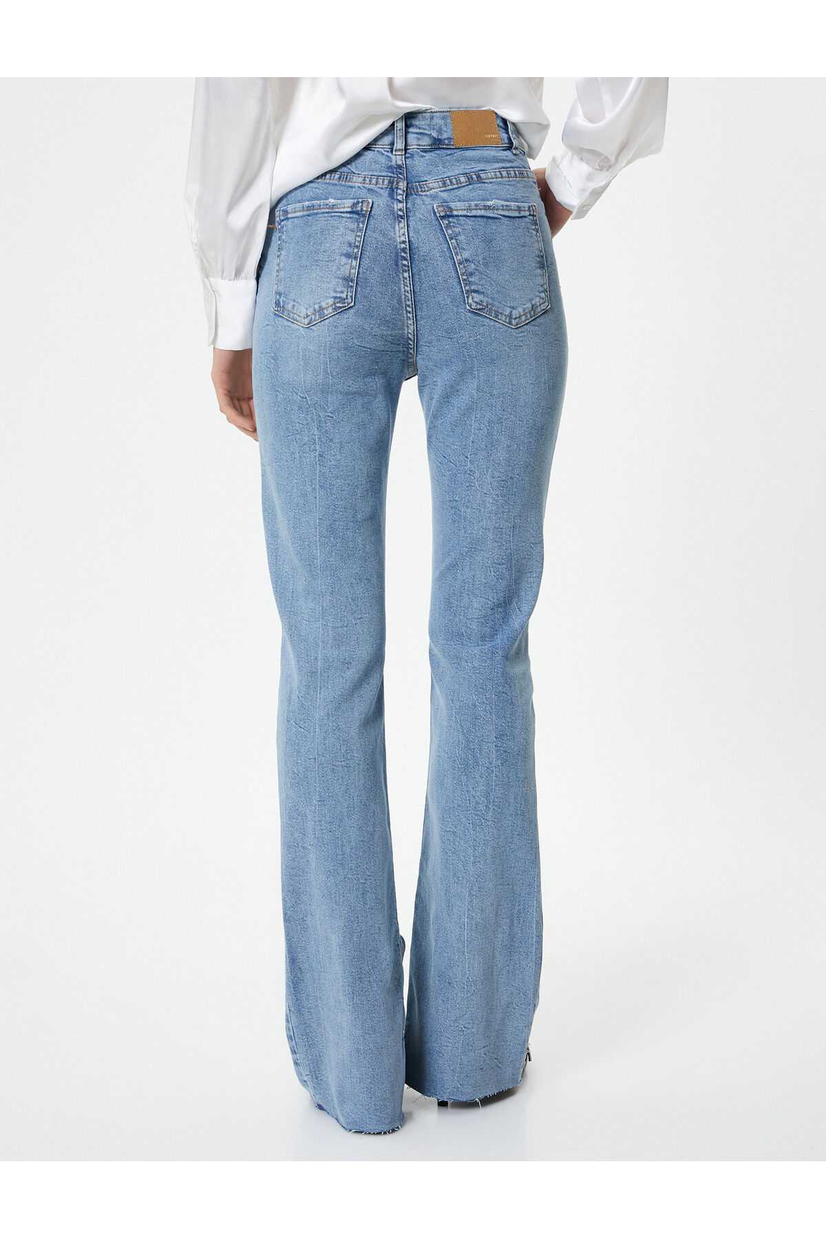 Flare Leg Jeans Slit مفصل باریک و استاندارد کمر - شلوار جین باریک ویکتوریا