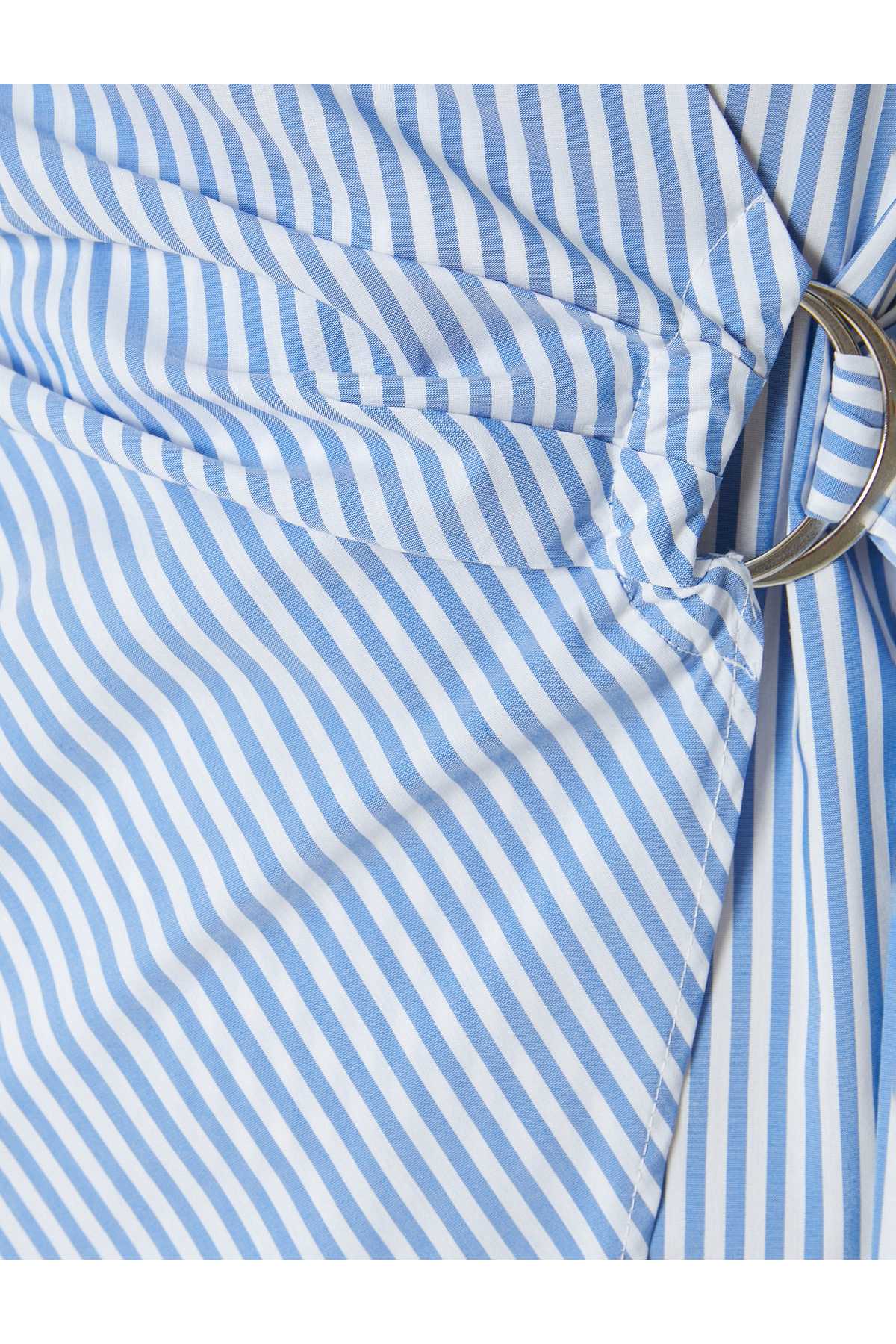 پیراهن میدی آستین کوتاه کمربند دو سینه