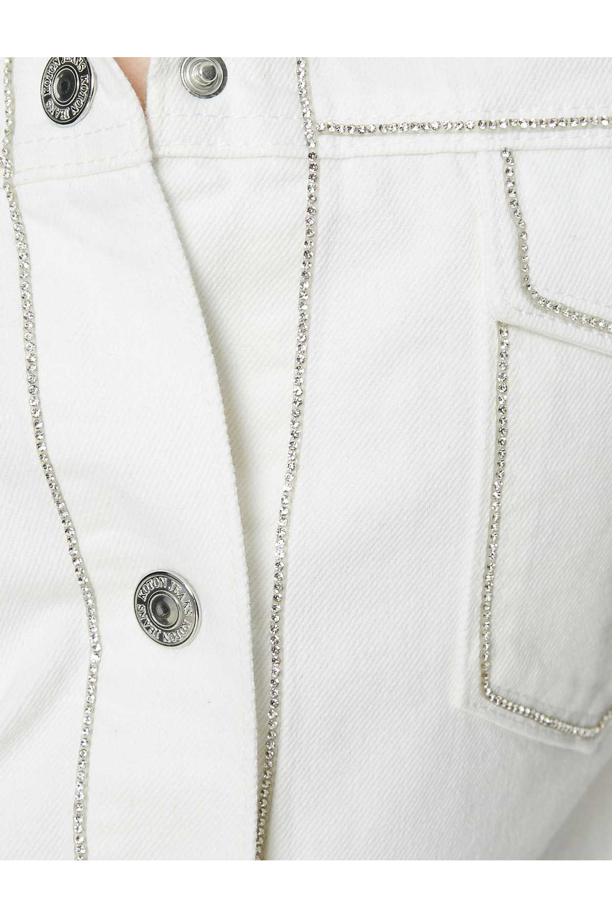 کت جین سنگ دار با یقه پیراهن پنبه ای جیب دار