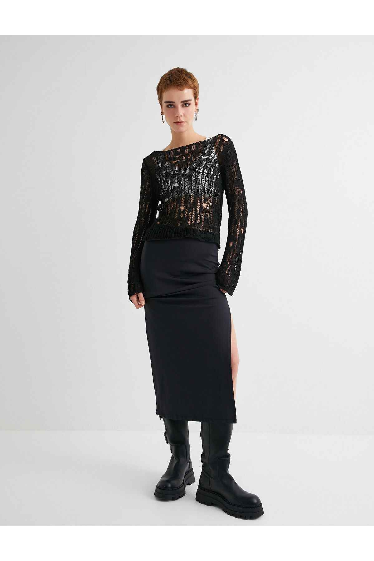 دامن مداد میدی با جزئیات کمر استاندارد