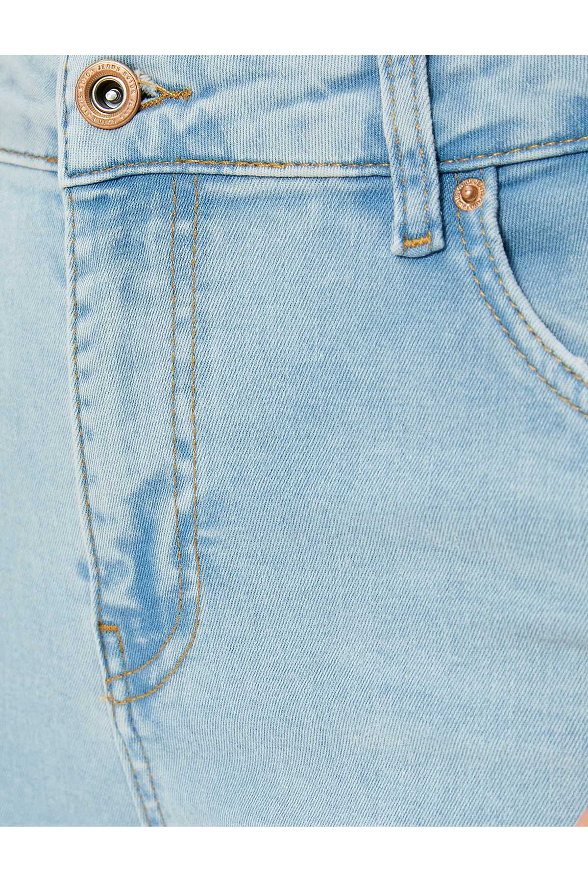 شلوار جین بلند کمر باریک با جیب های کشدار نخی - جین اسکینی کارمن