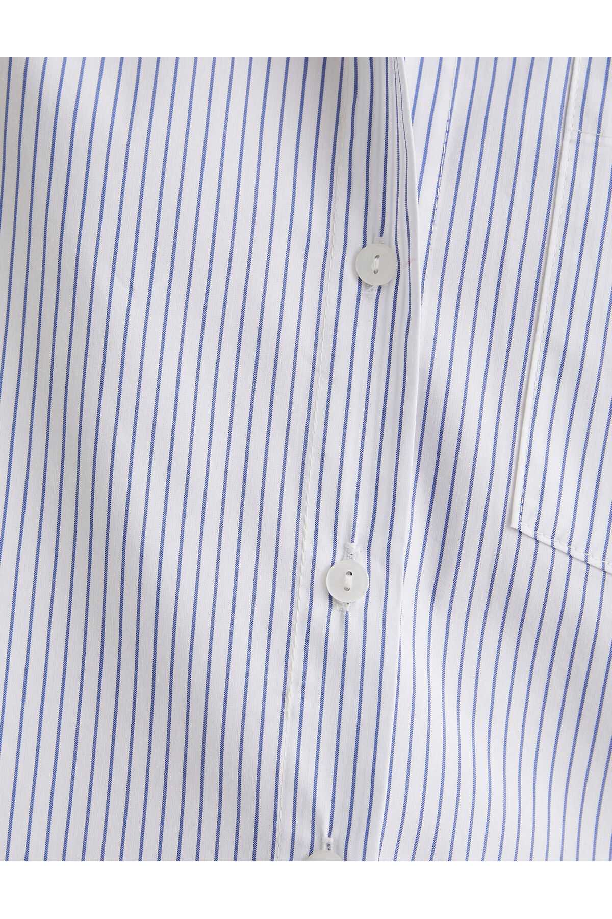 پیراهن کوتاه آستین بادکنکی تک جیبی نخی