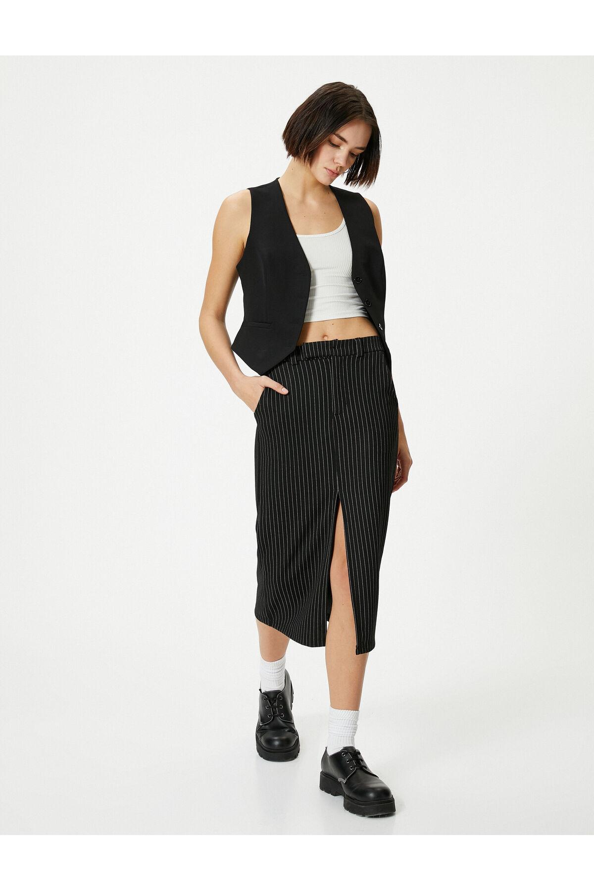 دامن مدادی ماکسی طول استاندارد کمر آجدار