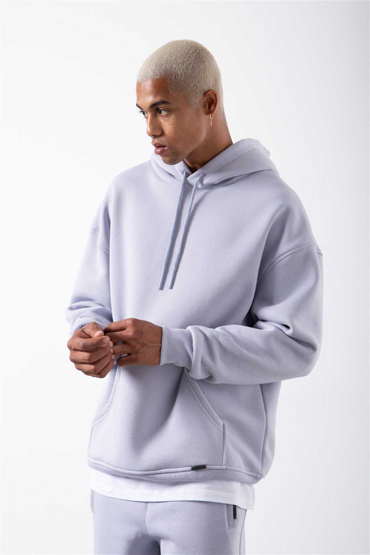 سویشرت جیبی سایز بزرگ یاسی یخی