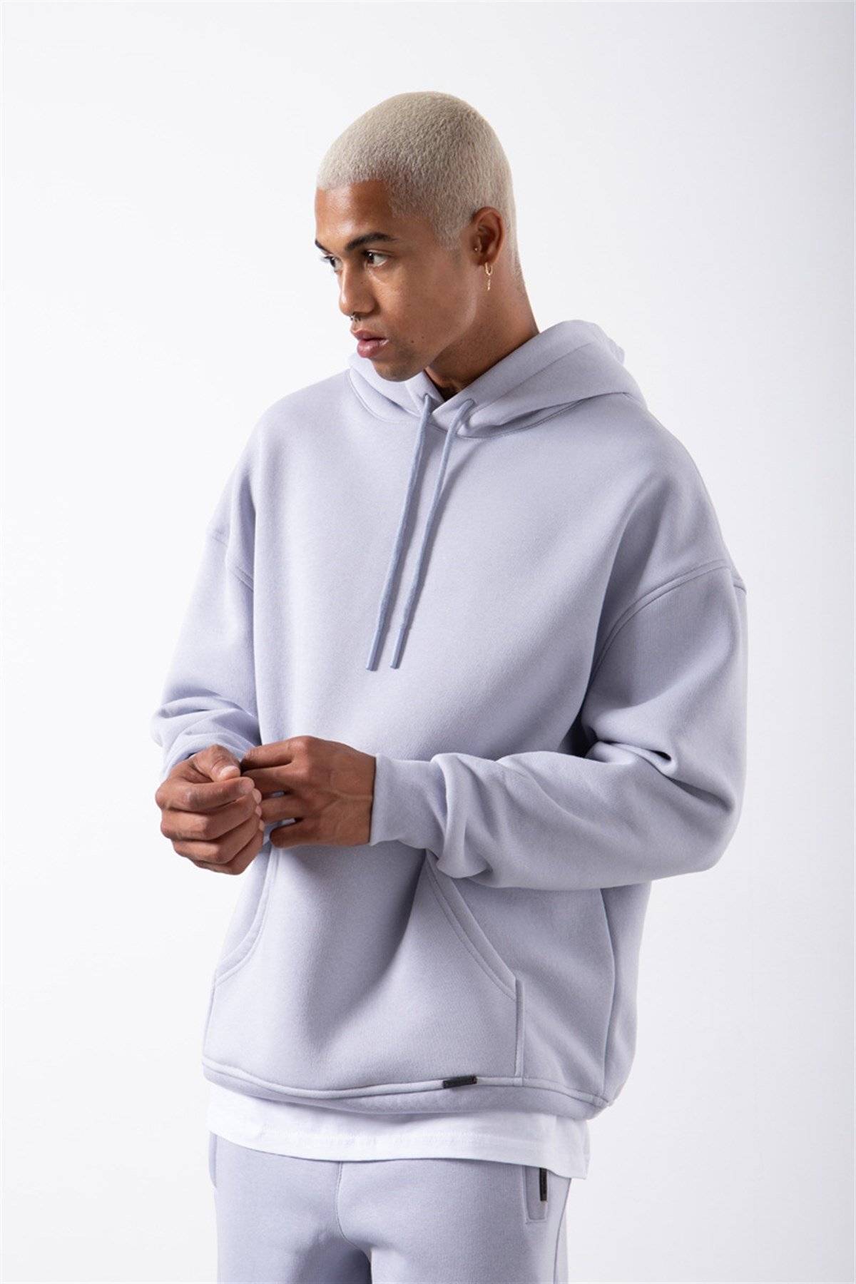 سویشرت جیبی سایز بزرگ یاسی یخی