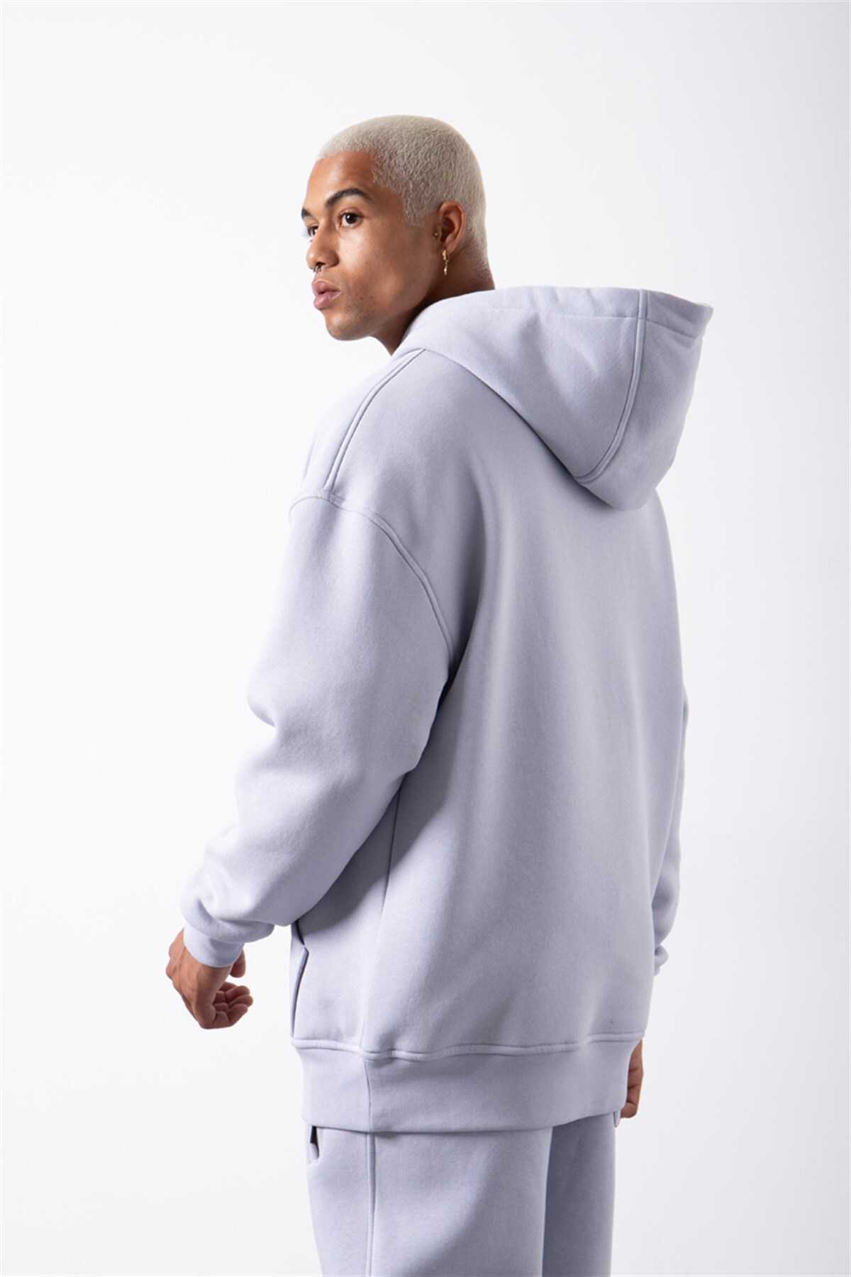 سویشرت جیبی سایز بزرگ یاسی یخی