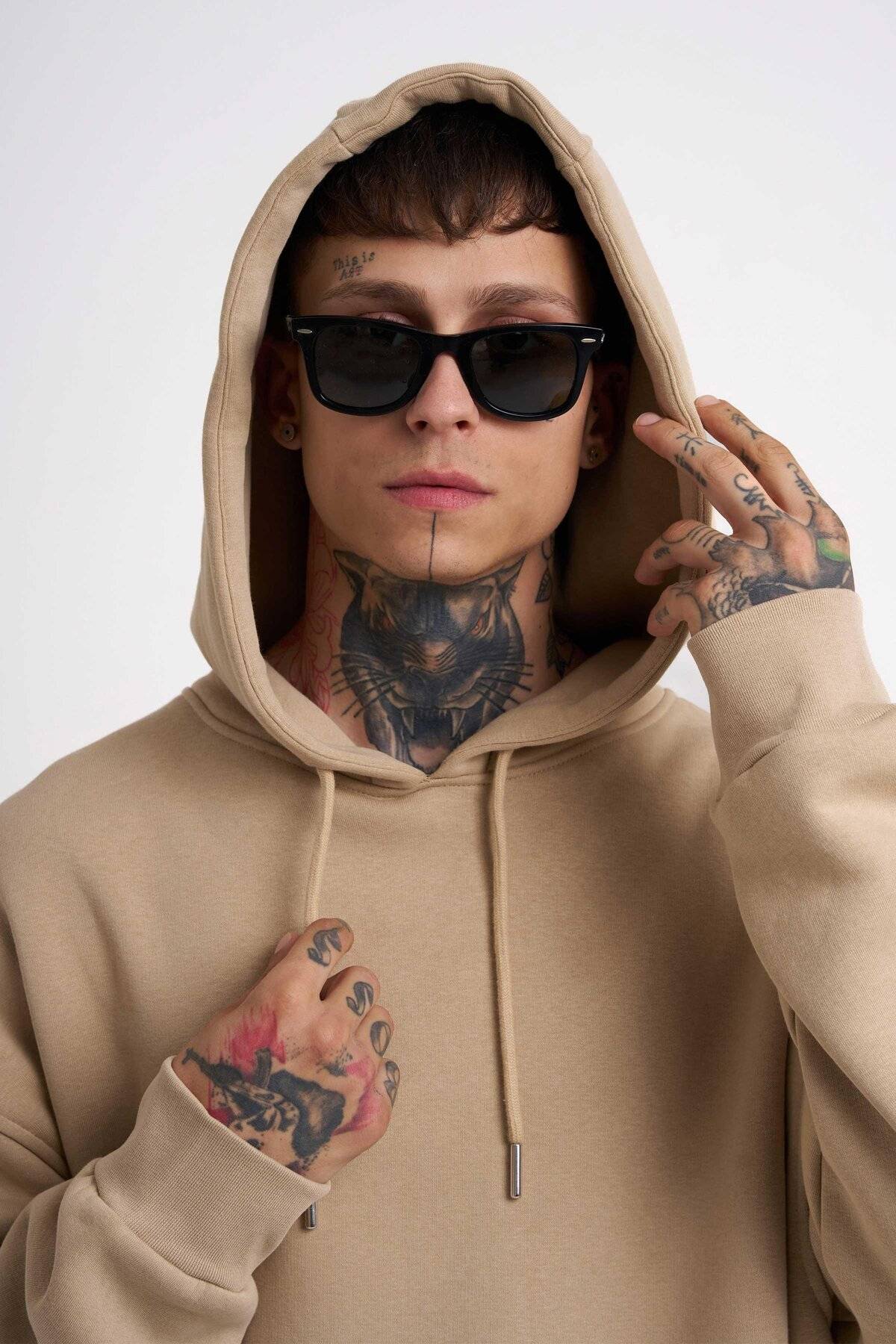 سویشرت جیبی سایز بزرگ یاسی یخی