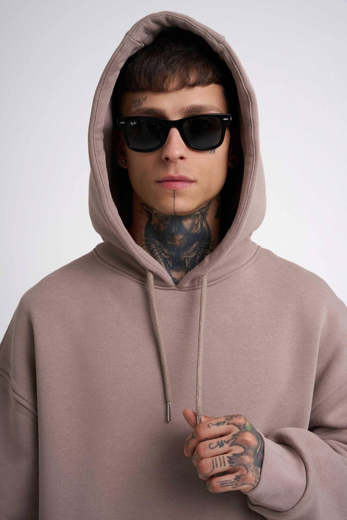 سویشرت جیبی سایز بزرگ یاسی یخی