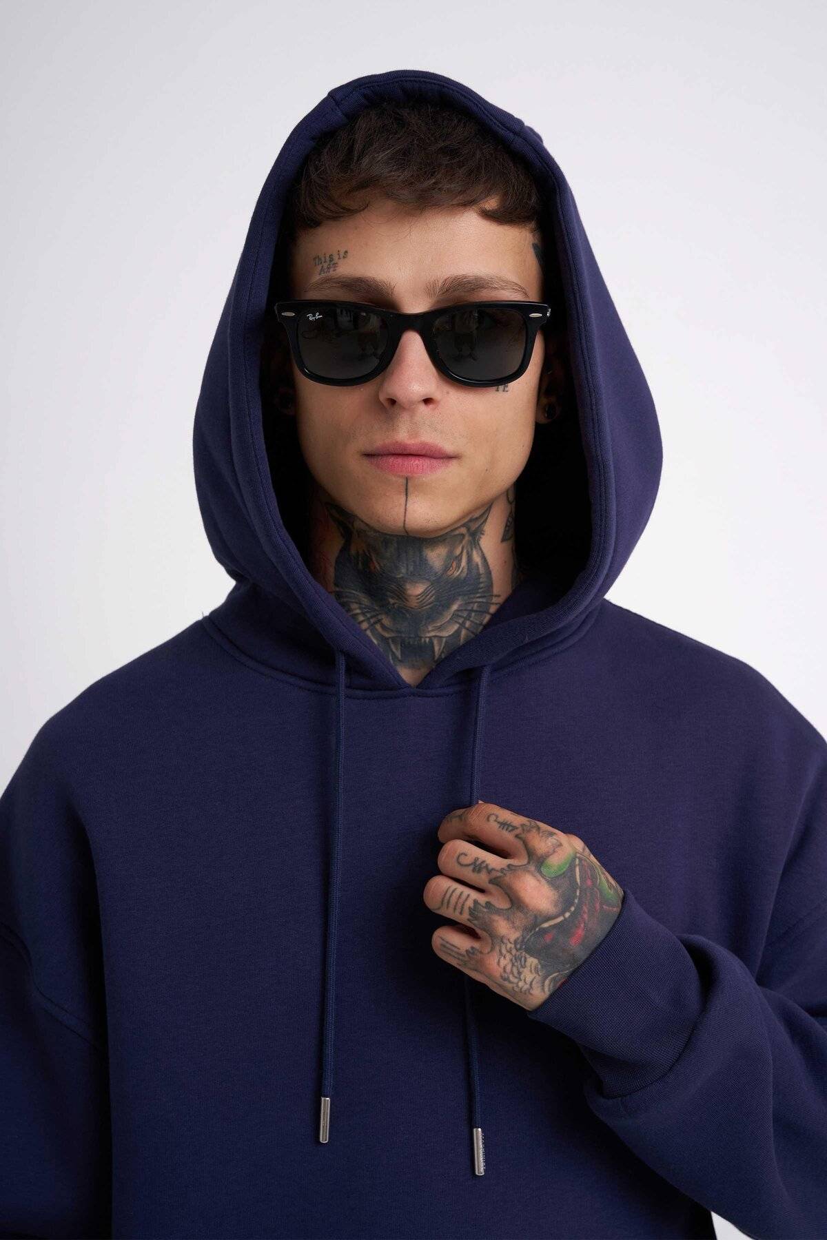 سویشرت جیبی سایز بزرگ یاسی یخی