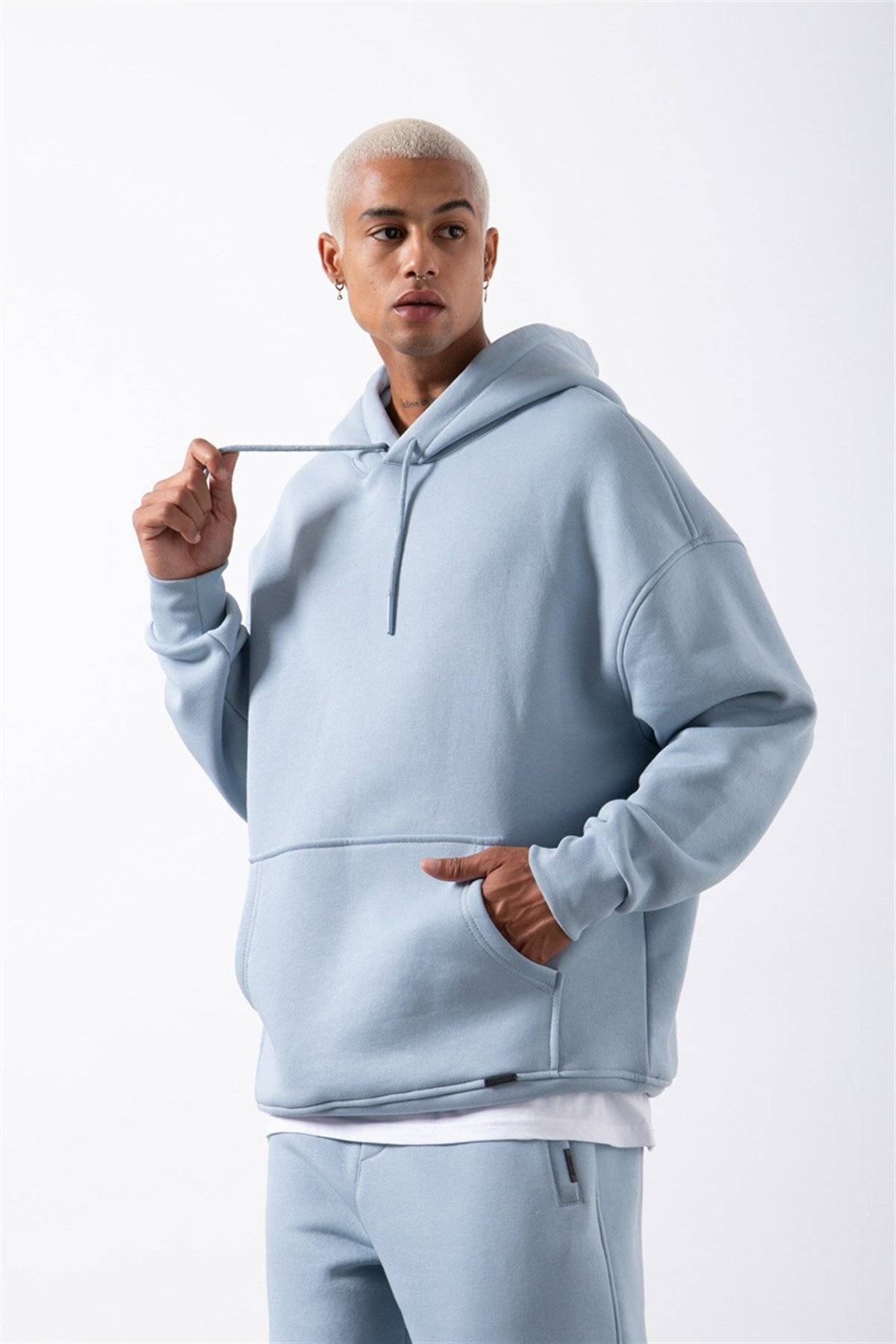 سویشرت جیبی سایز بزرگ یاسی یخی