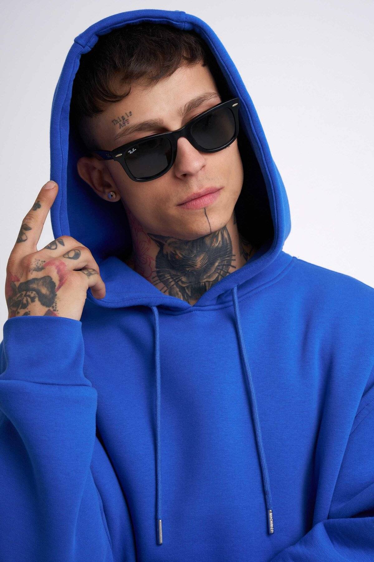 سویشرت جیبی سایز بزرگ یاسی یخی